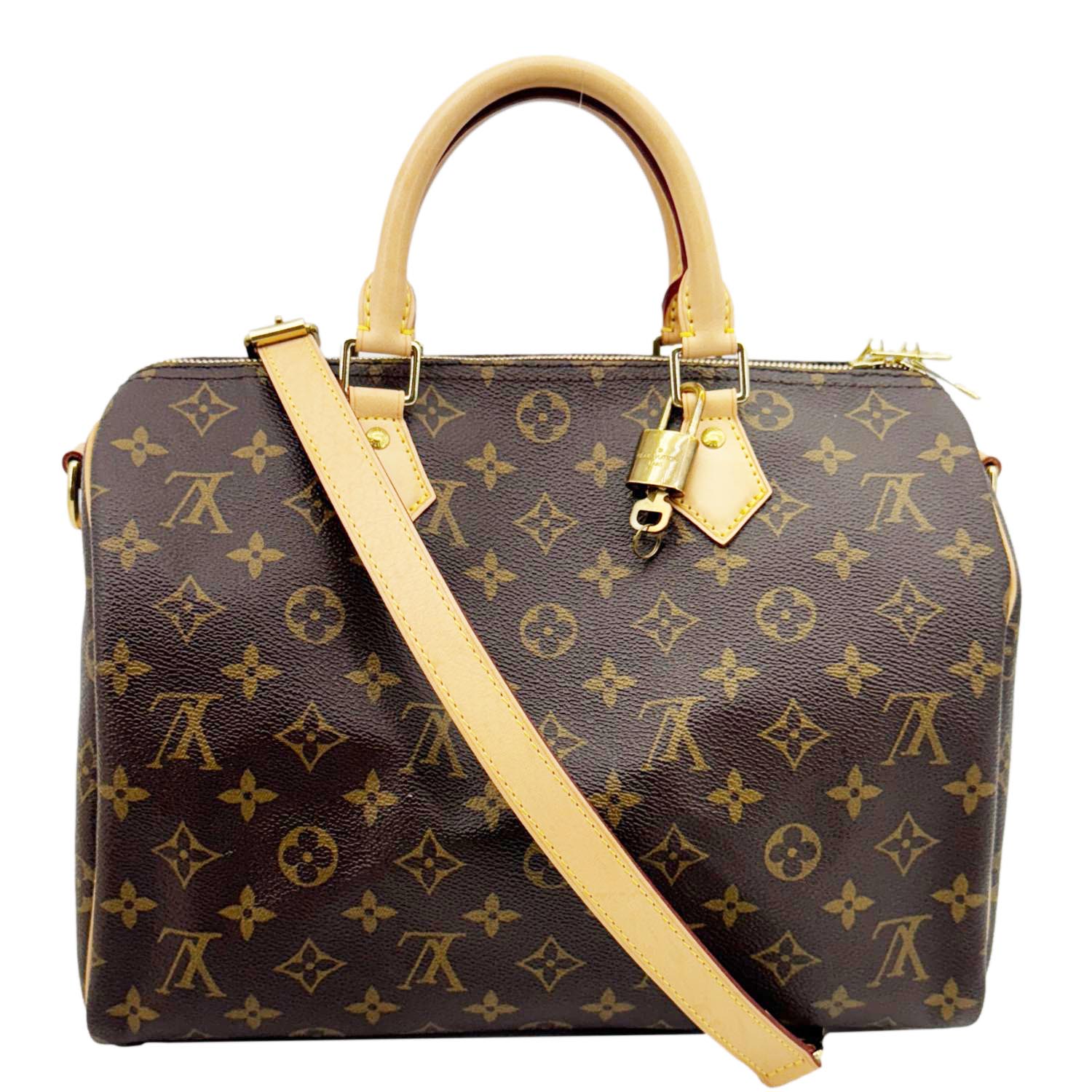 LOUIS VUITTON Speedy 30 Bandouliere Monogram Canvas Crossbody Bag Brown