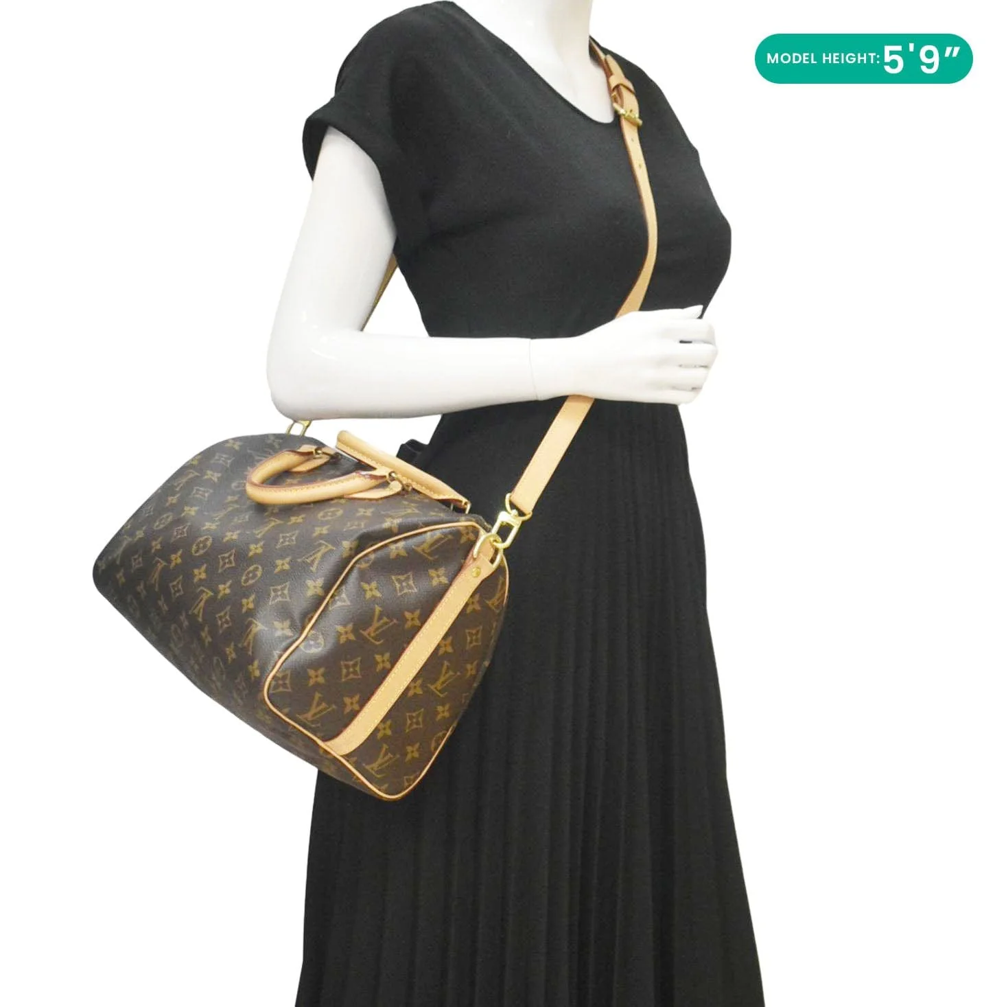 LOUIS VUITTON Speedy 30 Bandouliere Monogram Canvas Crossbody Bag Brown - Image 2