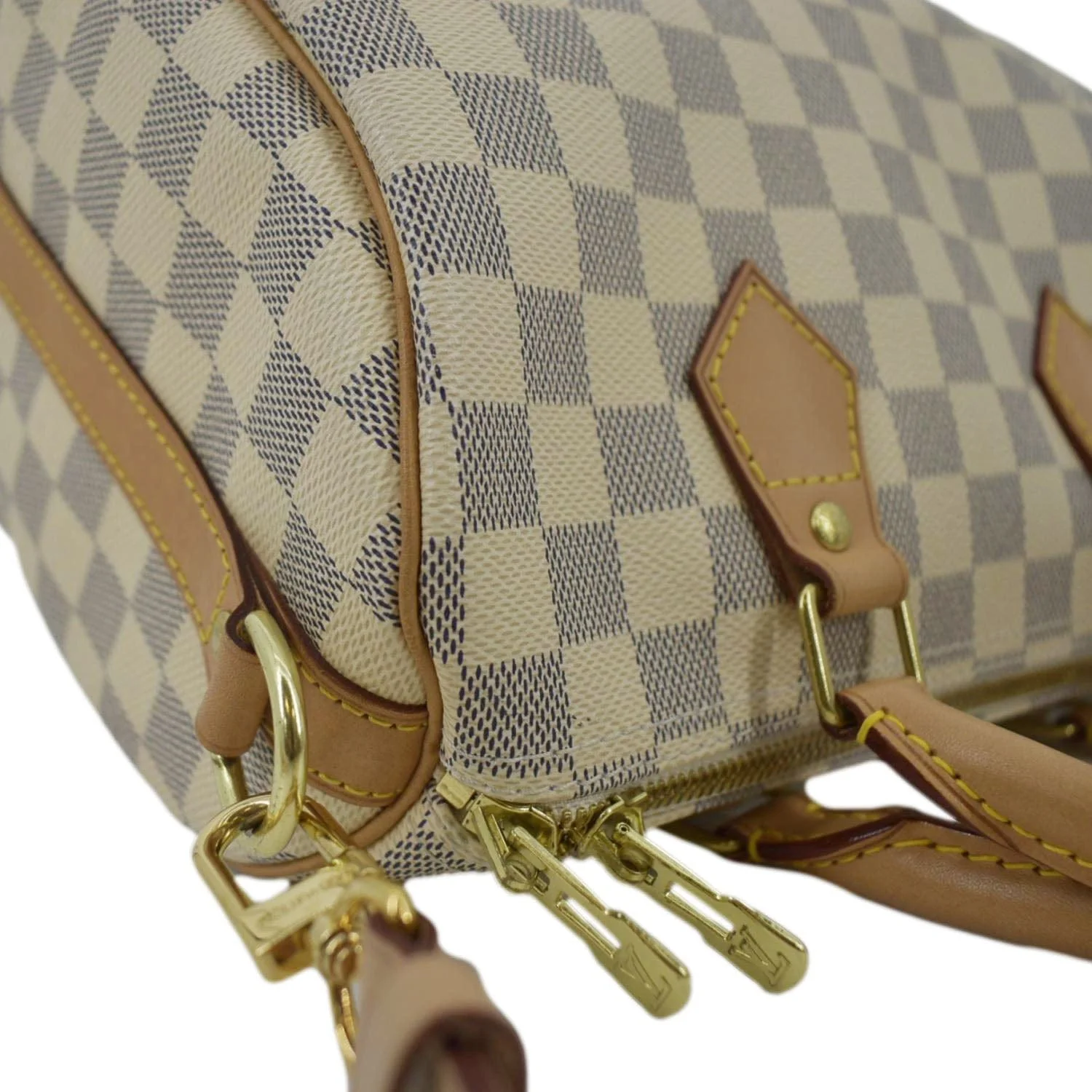 LOUIS VUITTON Speedy 25 Bandouliere Damier Azur Satchel Bag White - Image 6
