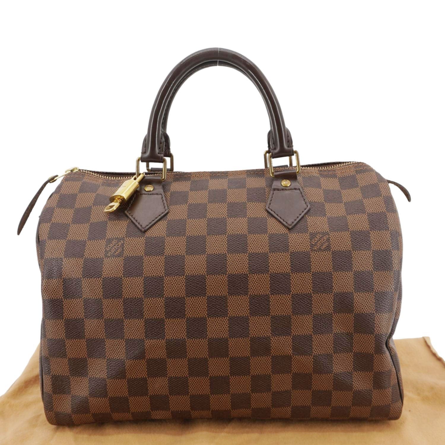LOUIS VUITTON Speedy 30 Damier Ebene Satchel Bag Brown - Image 3