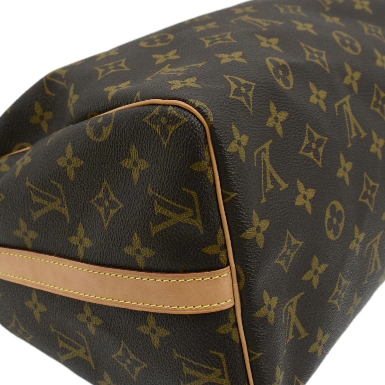 LOUIS VUITTON Speedy 30 Monogram Canvas Satchel Bag Brown - Image 9