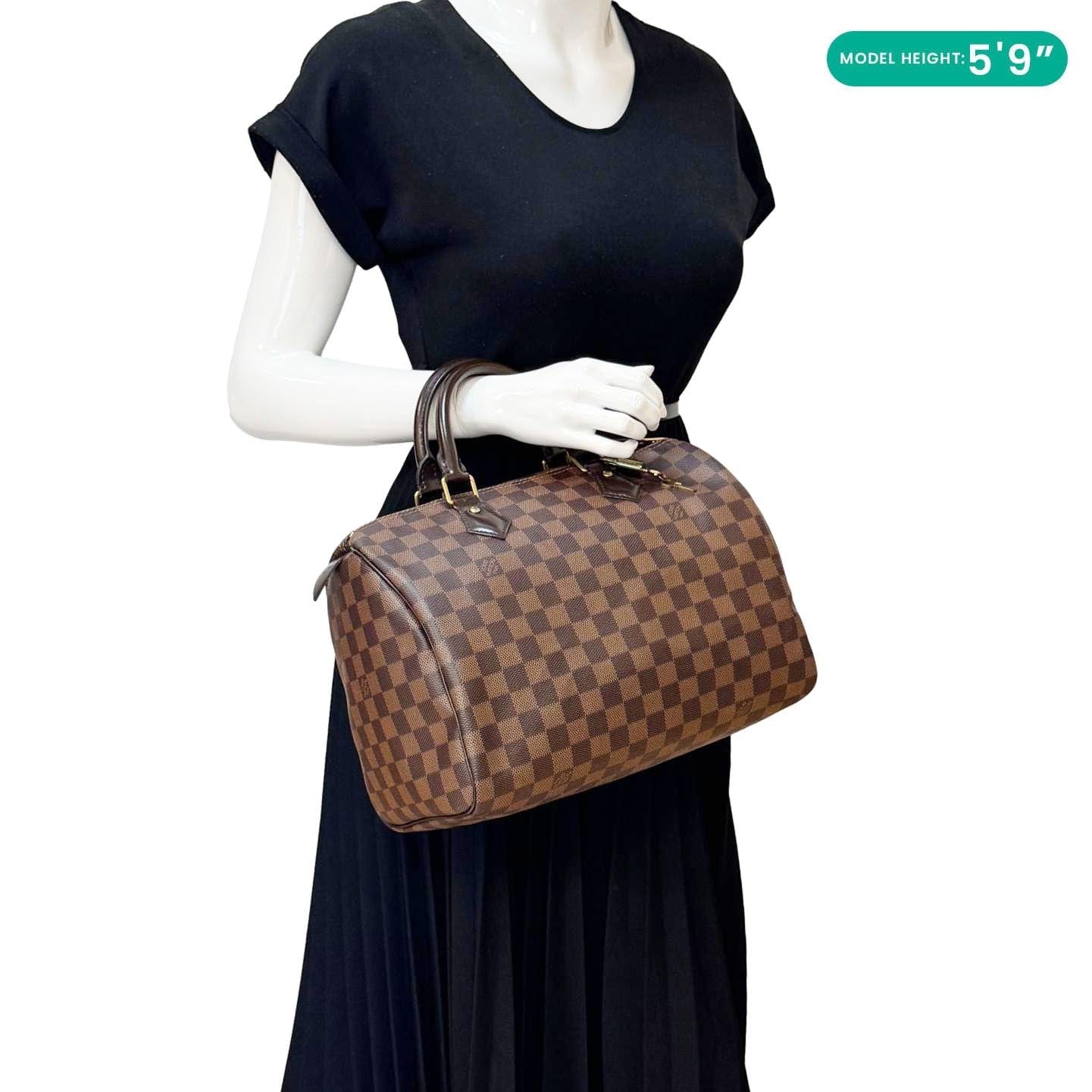 LOUIS VUITTON Speedy 30 Damier Ebene Satchel Bag Brown - Image 2