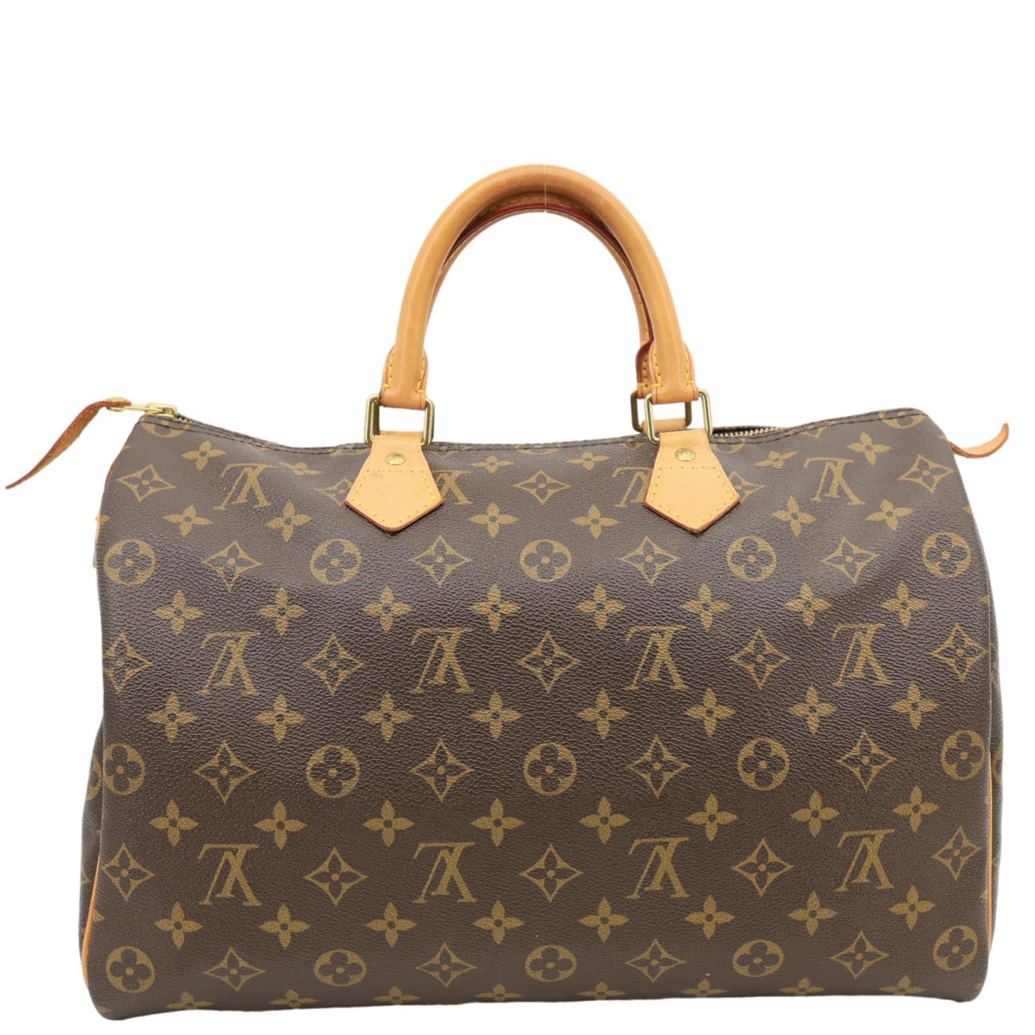 LOUIS VUITTON Speedy 35 Monogram Canvas Satchel Bag Brown