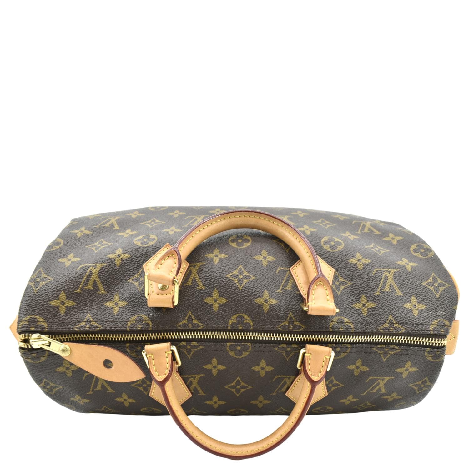 LOUIS VUITTON Speedy 35 Monogram Canvas Satchel Bag Brown - Image 4