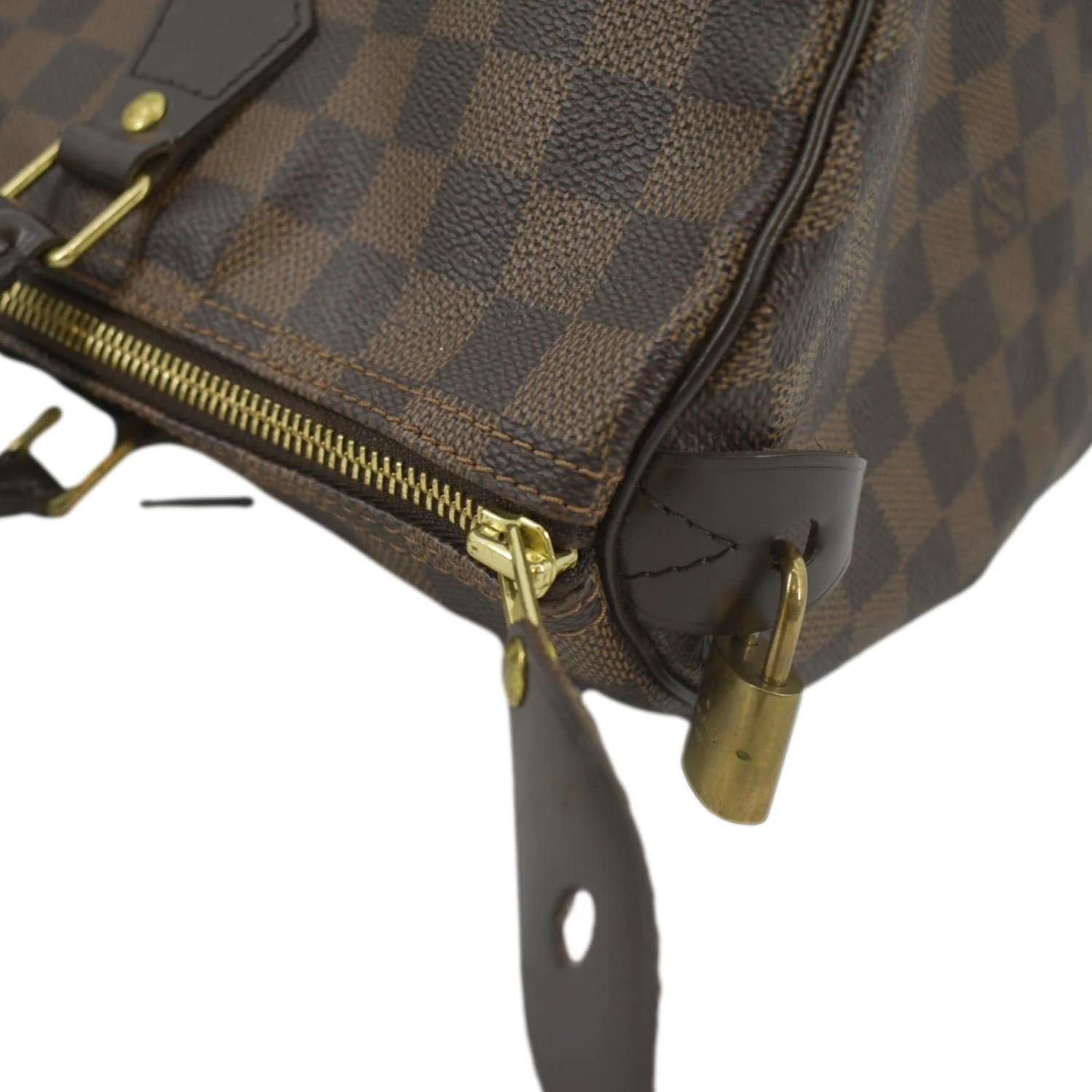 LOUIS VUITTON Speedy 35 Damier Ebene Satchel Bag Brown - Image 6
