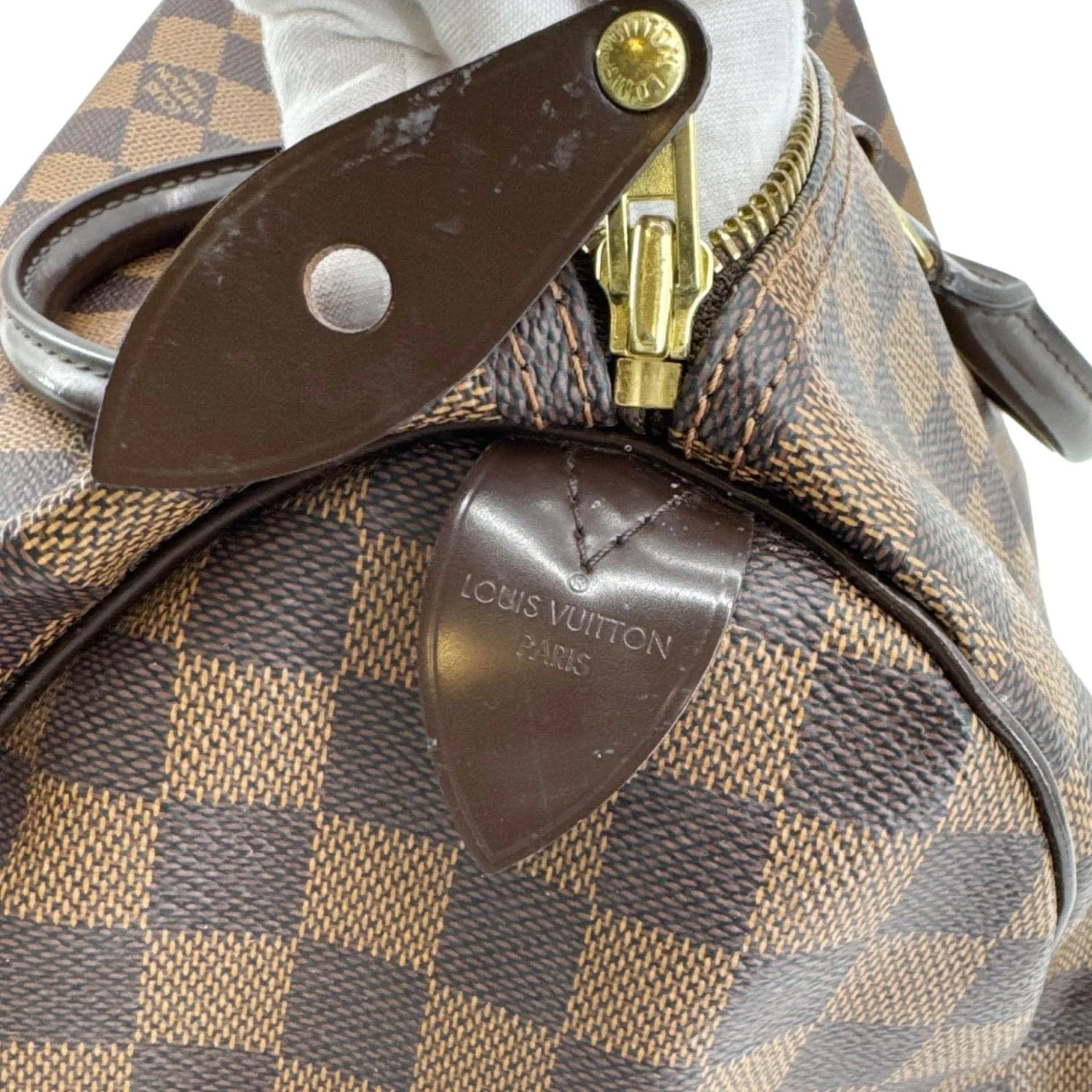 LOUIS VUITTON Speedy 35 Damier Ebene Satchel Bag Brown - Image 13
