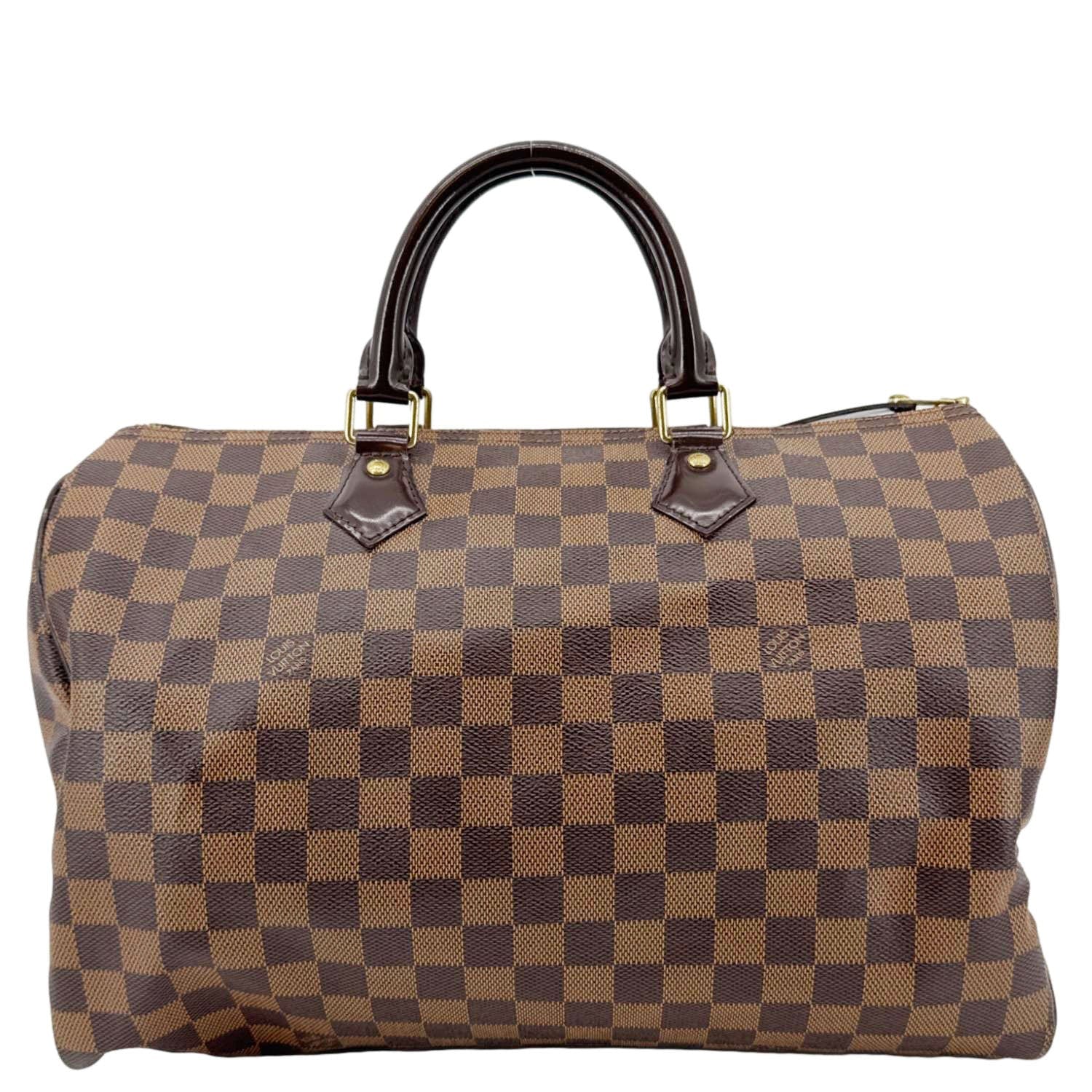 LOUIS VUITTON Speedy 35 Damier Ebene Satchel Bag Brown - Image 3