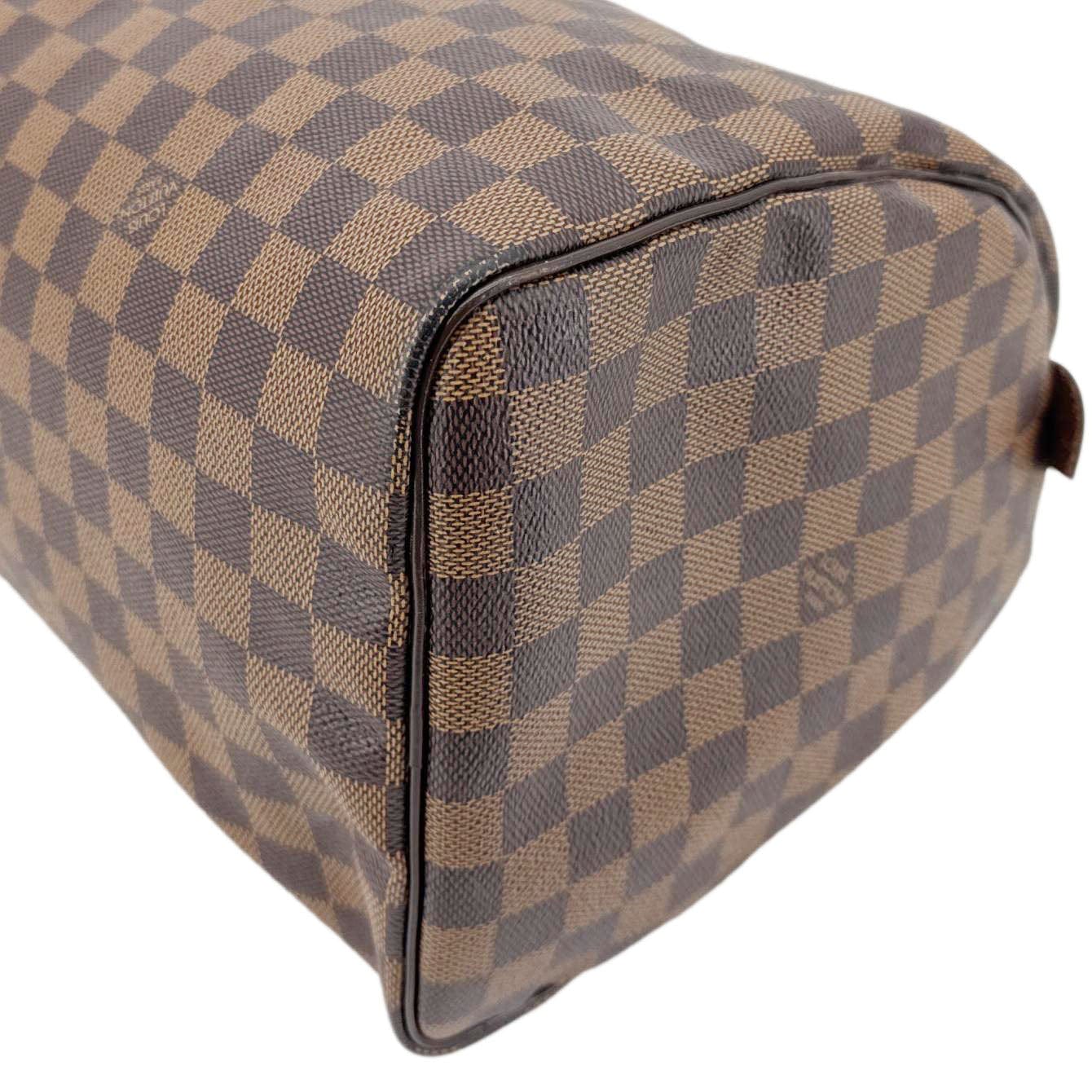 LOUIS VUITTON Speedy 35 Damier Ebene Satchel Bag Brown - Image 7