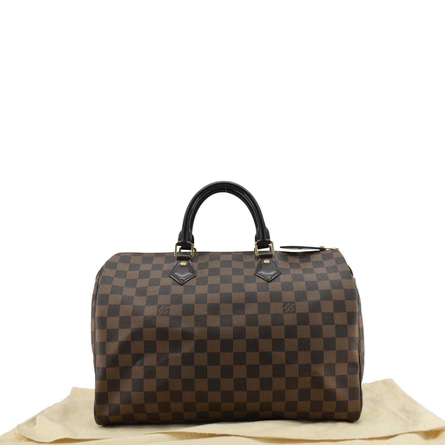 LOUIS VUITTON Speedy 35 Damier Ebene Satchel Bag Brown - Image 3