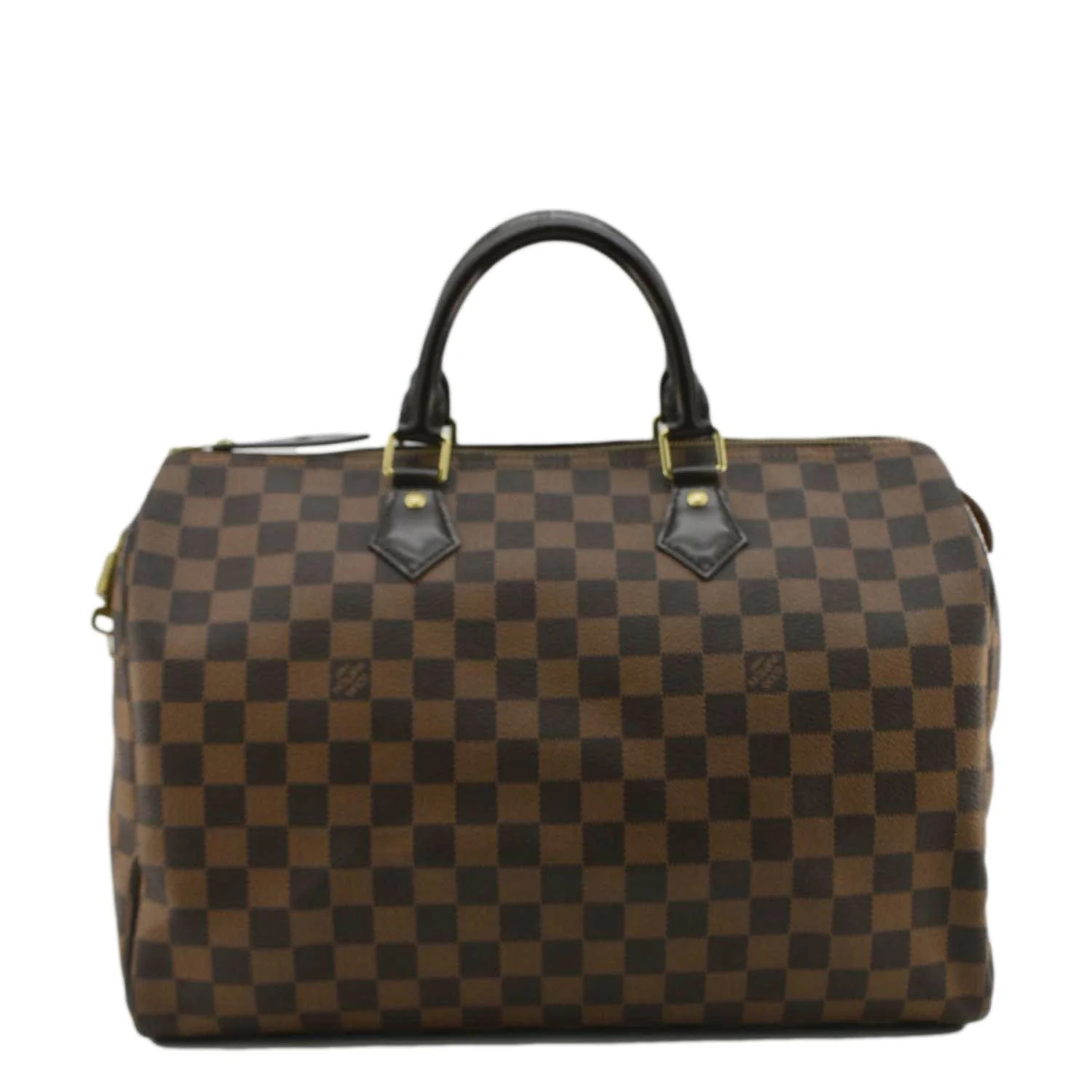 LOUIS VUITTON Speedy 35 Damier Ebene Satchel Bag Brown - Image 4