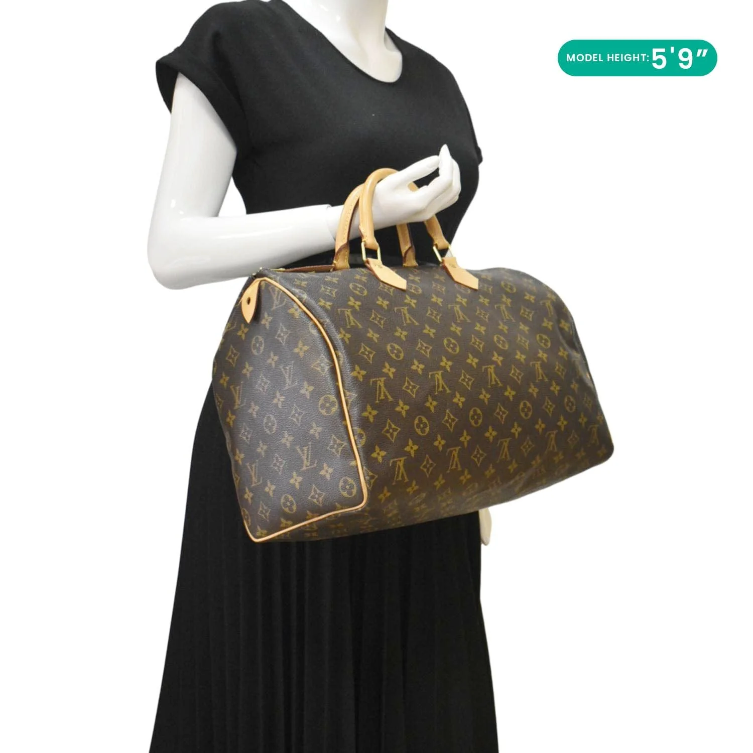 LOUIS VUITTON Speedy 40 Monogram Canvas Satchel Bag Brown - Image 2
