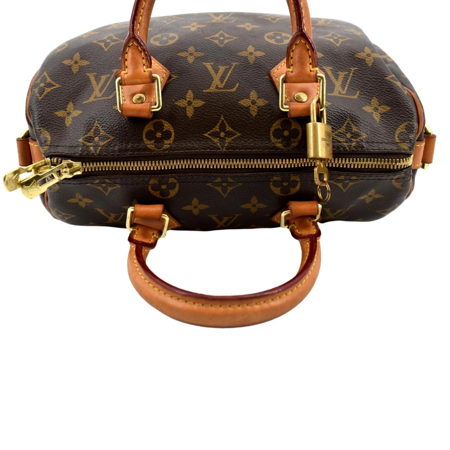 LOUIS VUITTON Speedy 25 Monogram Canvas Satchel Bag Brown - Image 4