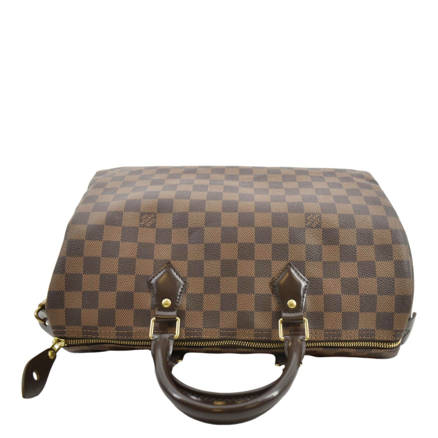 LOUIS VUITTON Speedy 35 Damier Ebene Satchel Bag Brown - Image 4