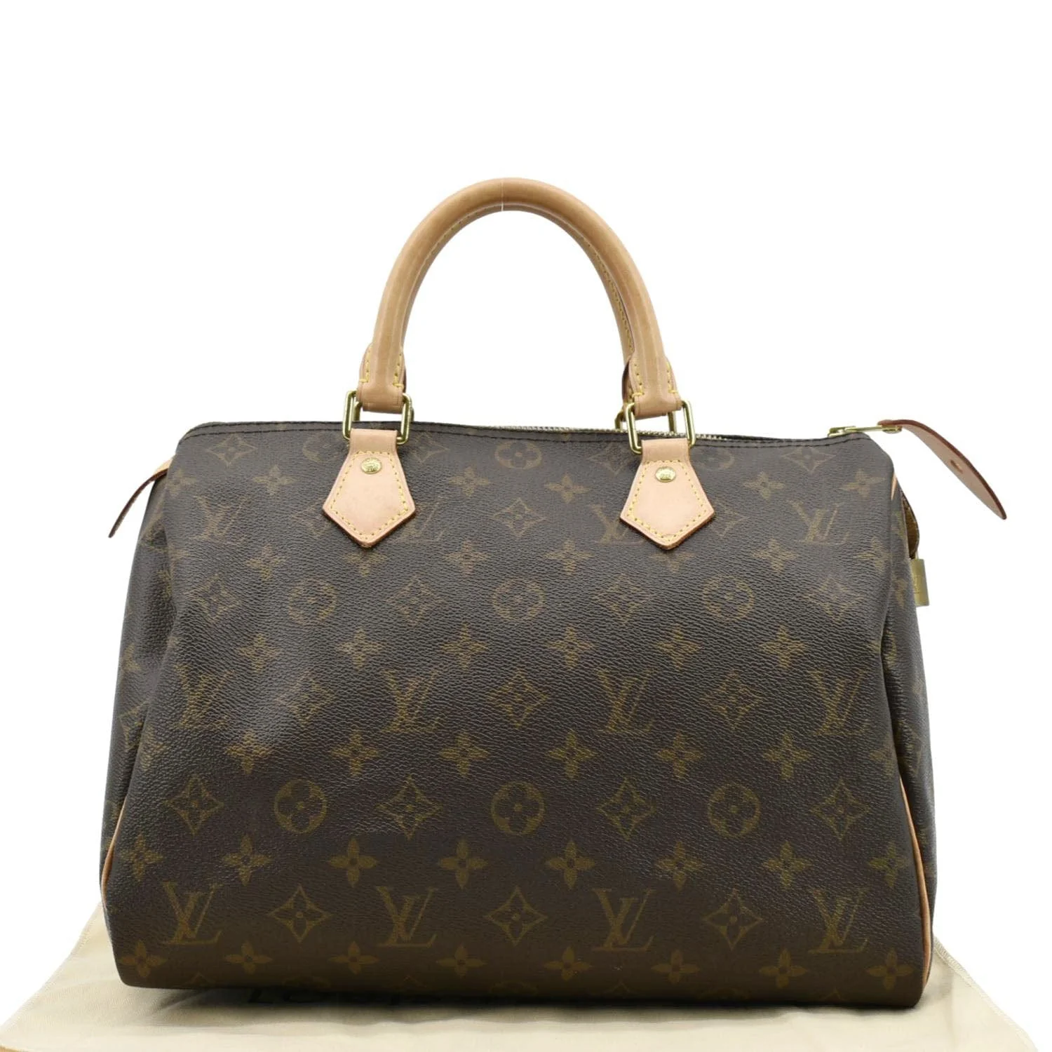 LOUIS VUITTON Speedy 30 Monogram Canvas Satchel Bag Brown - Image 3