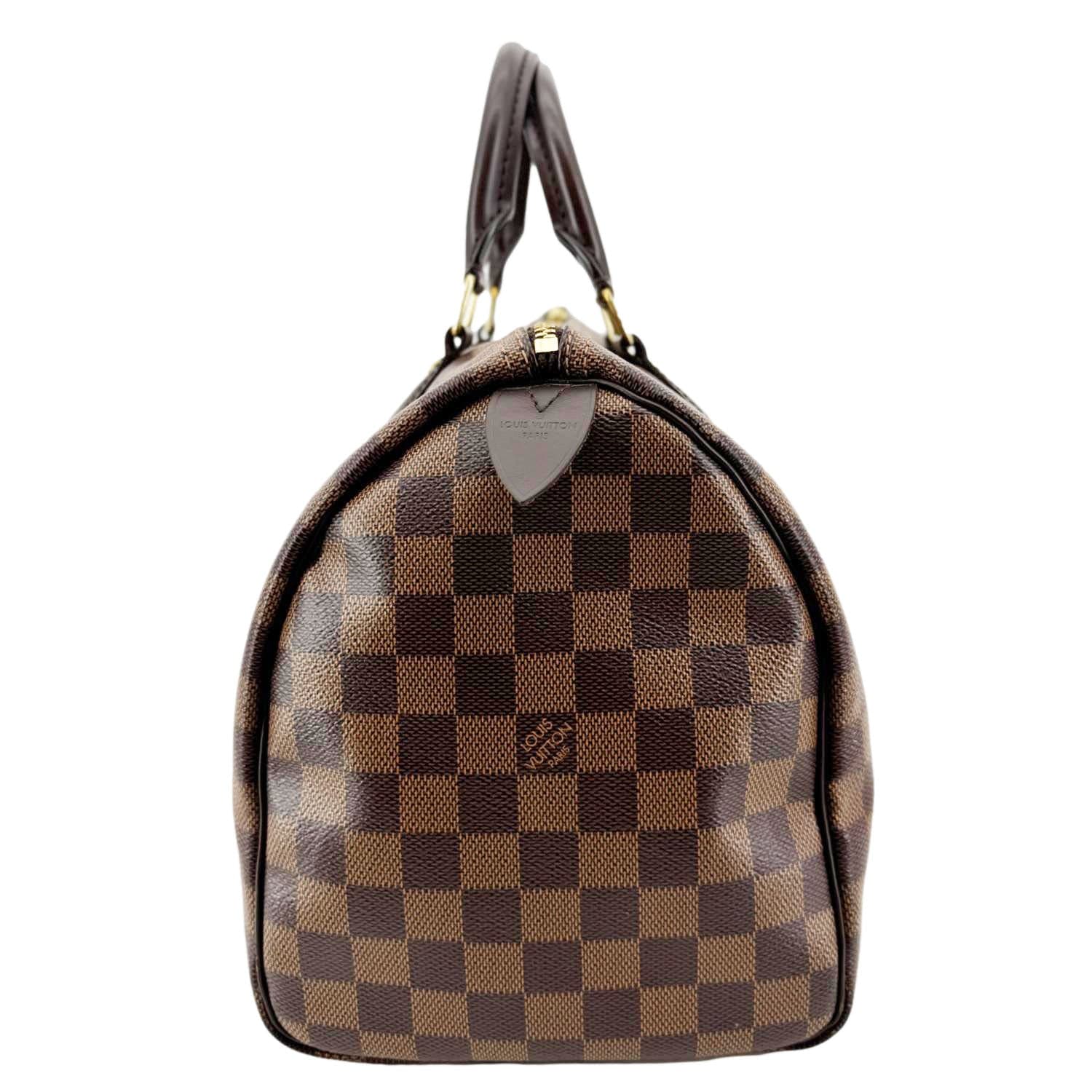 LOUIS VUITTON Speedy 30 Damier Ebene Satchel Bag Brown - Image 10
