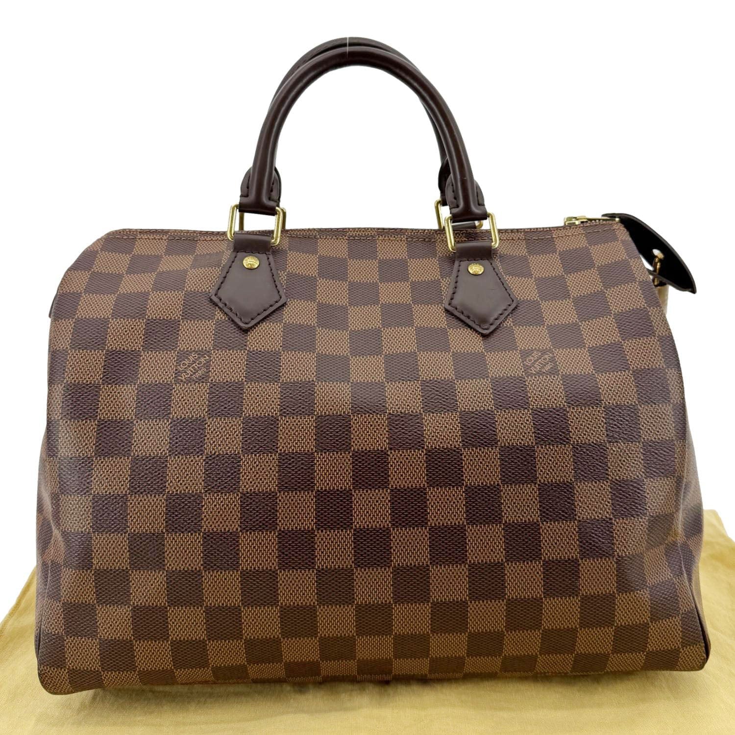 LOUIS VUITTON Speedy 30 Damier Ebene Satchel Bag Brown - Image 4
