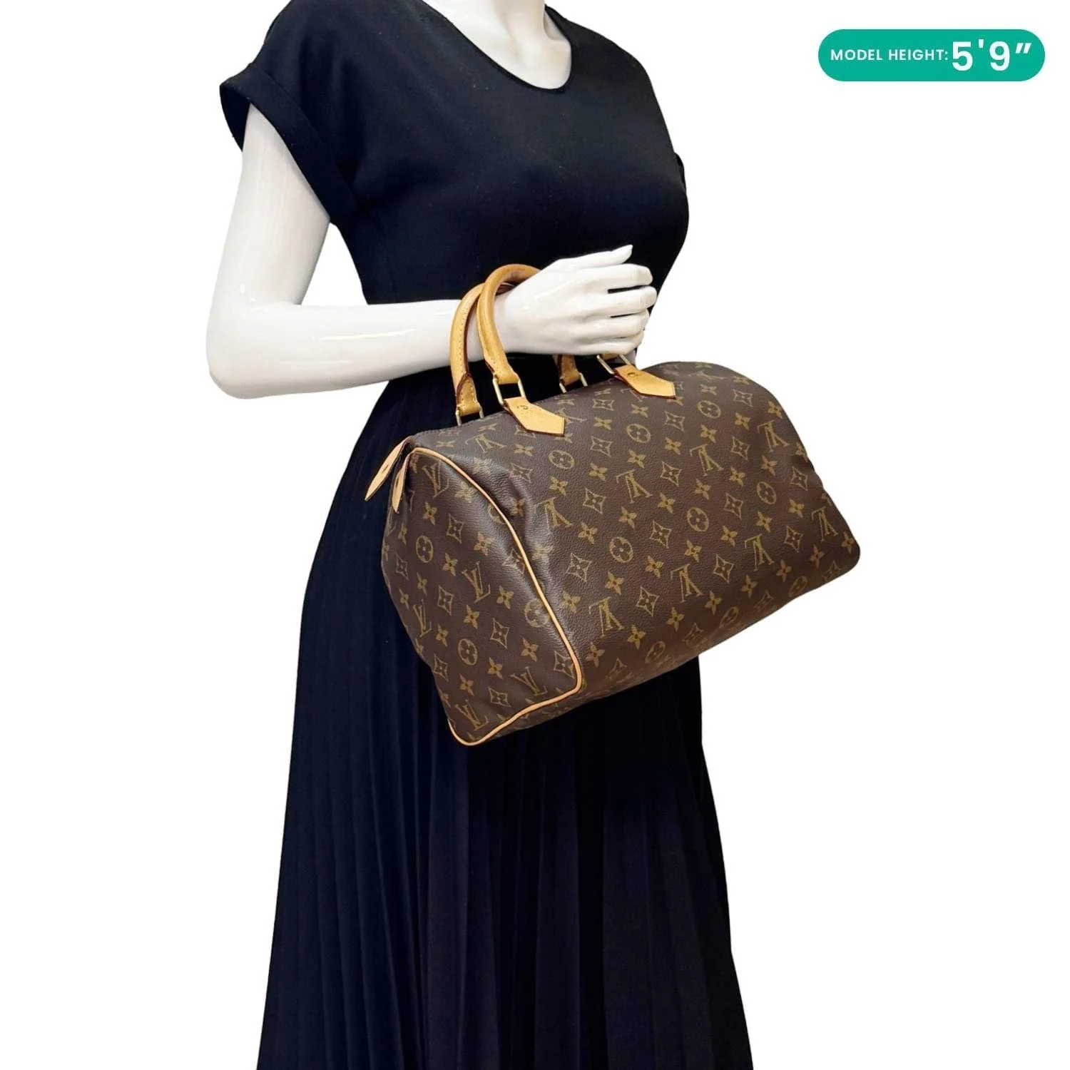 LOUIS VUITTON Speedy 30 Monogram Canvas Satchel Bag Brown - Image 2
