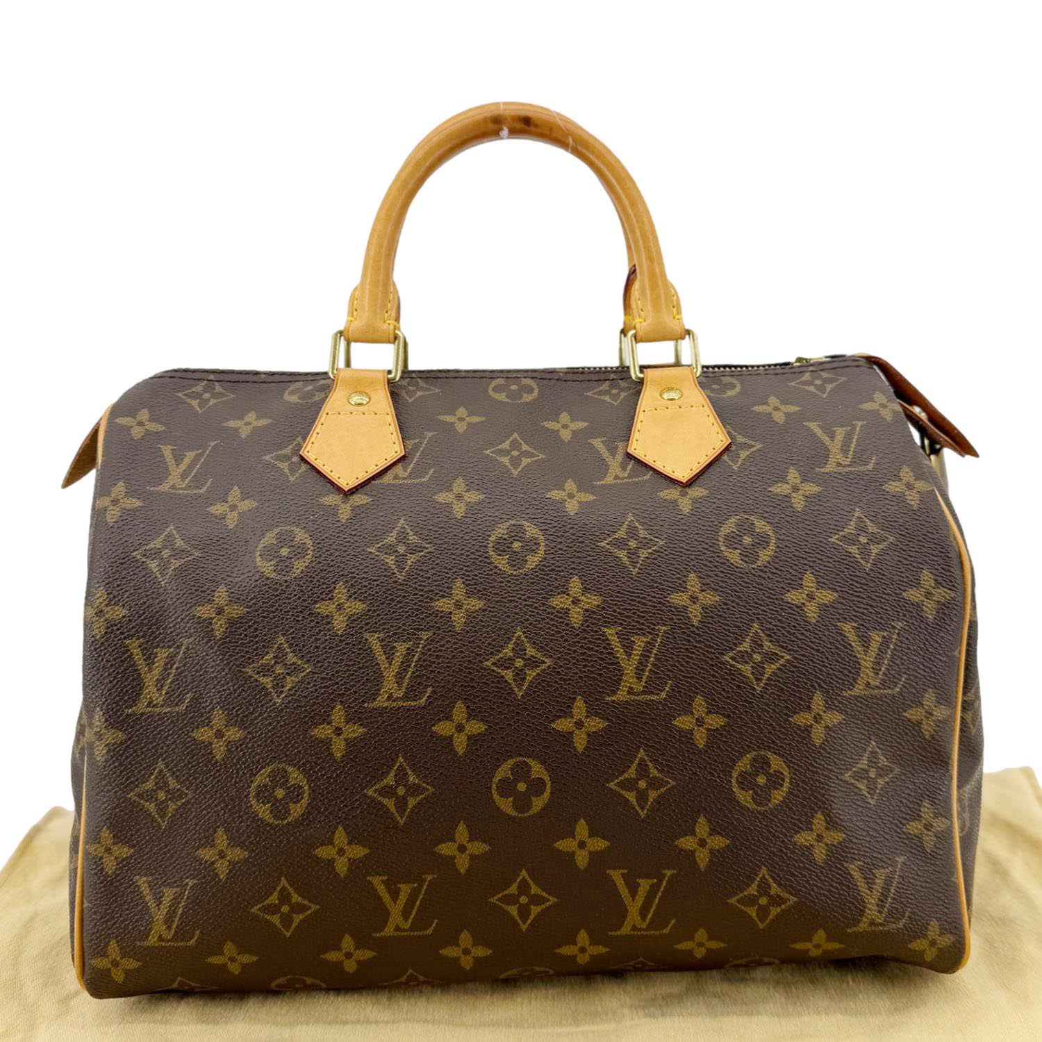 LOUIS VUITTON Speedy 30 Monogram Canvas Satchel Bag Brown - Image 3