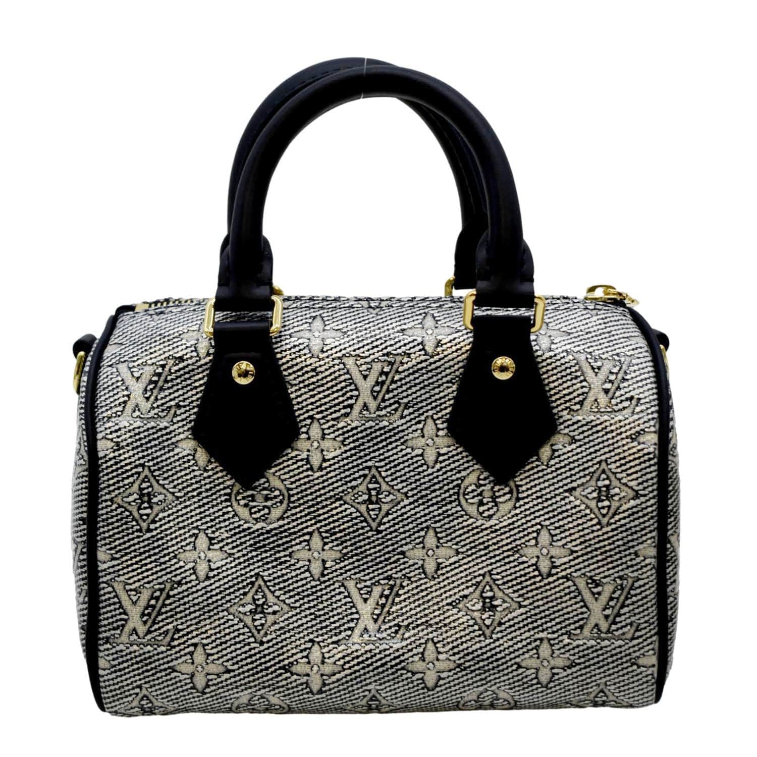 LOUIS VUITTON Speedy 20 Bandouliere Monogram Jacquard Canvas Satchel Bag Blue - Image 3