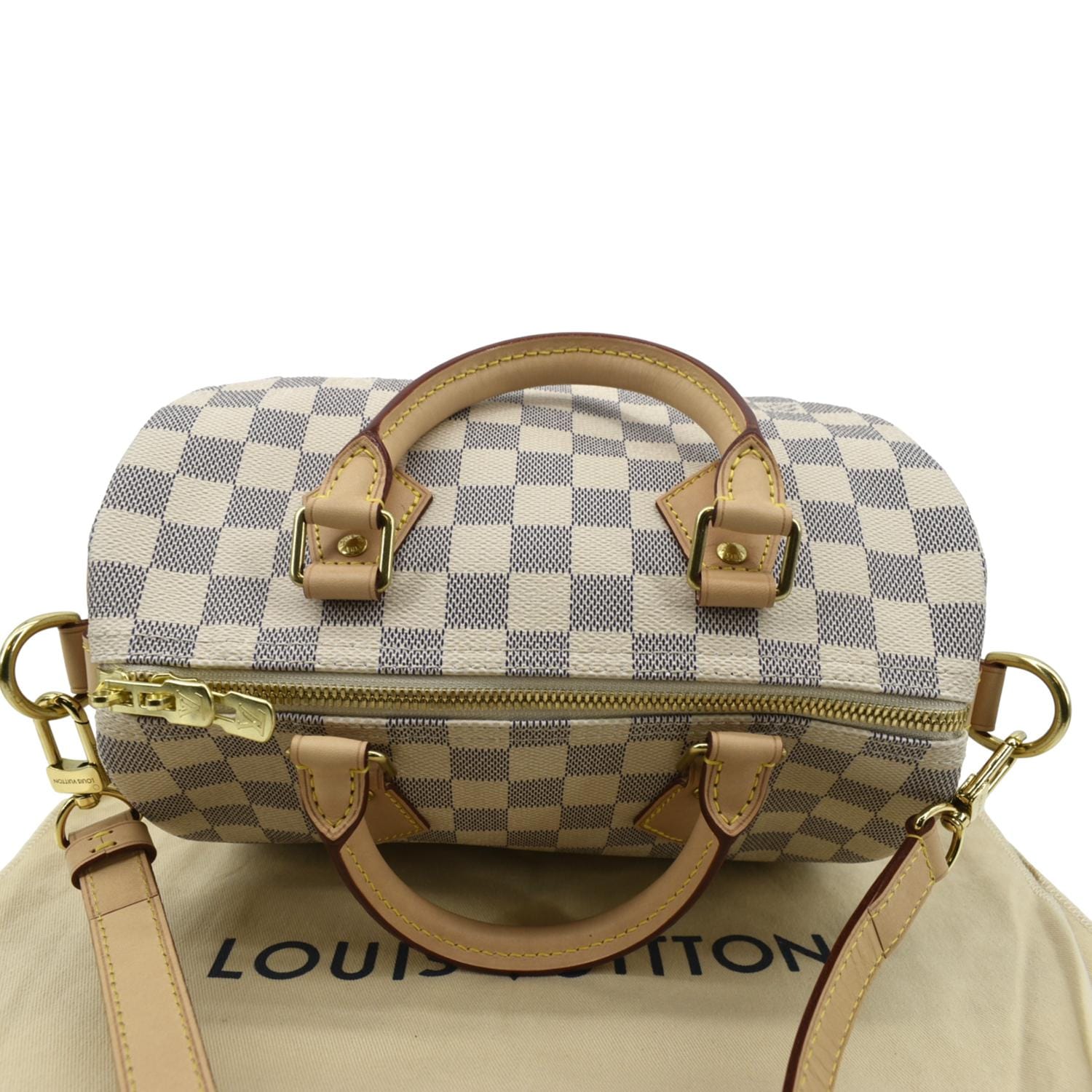 LOUIS VUITTON Speedy 25 Bandouliere Damier Azur Shoulder Bag White - Image 5