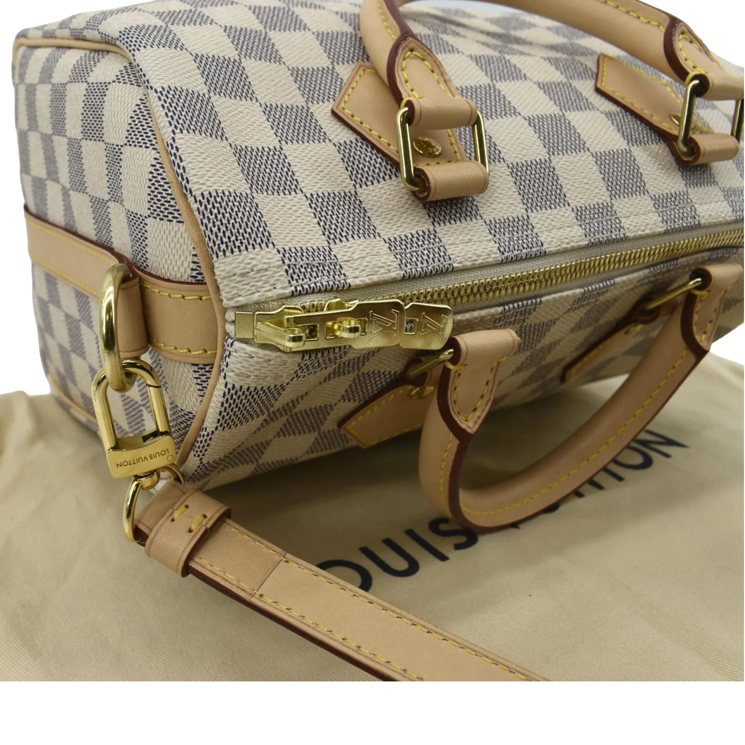 LOUIS VUITTON Speedy 25 Bandouliere Damier Azur Shoulder Bag White - Image 7