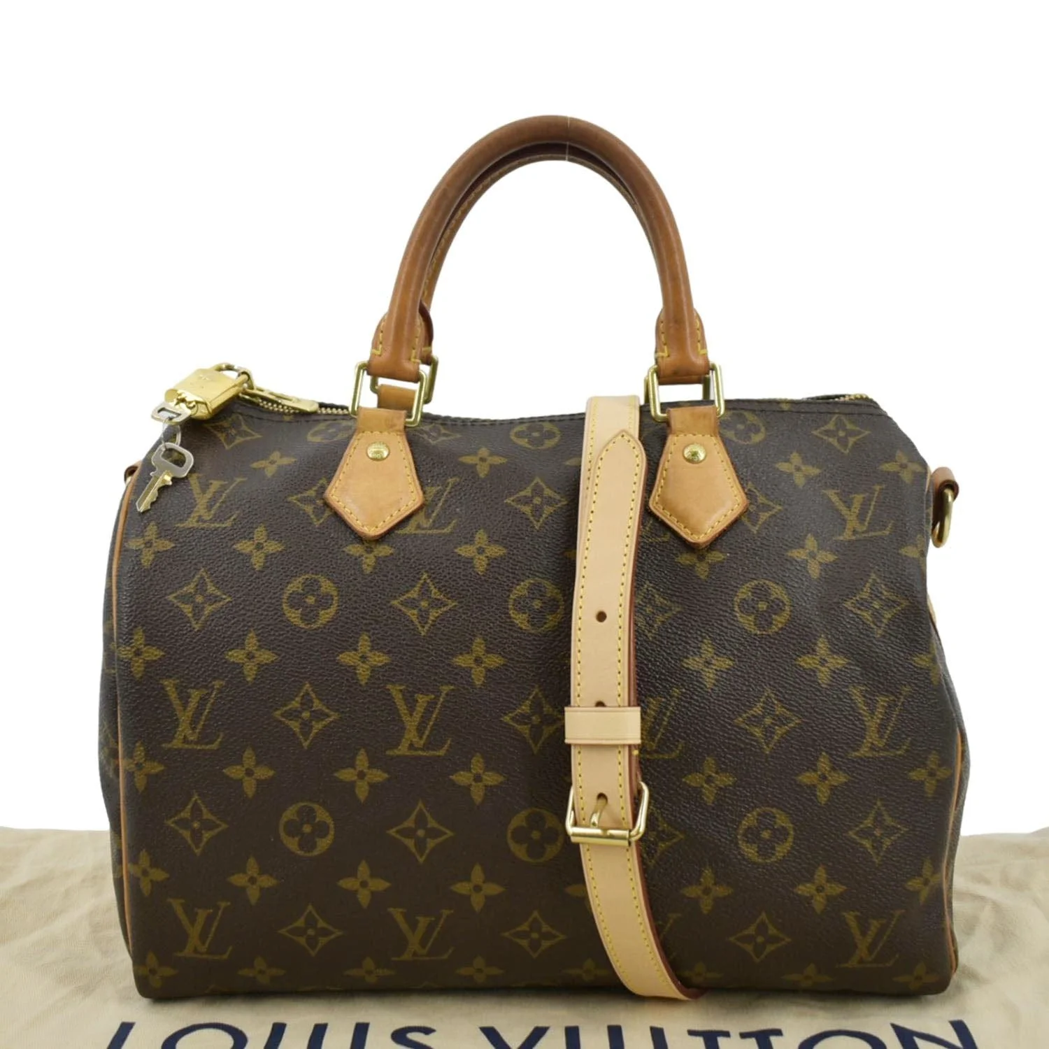 LOUIS VUITTON Speedy 30 Bandouliere Monogram Canvas Shoulder Bag Brown - Image 3