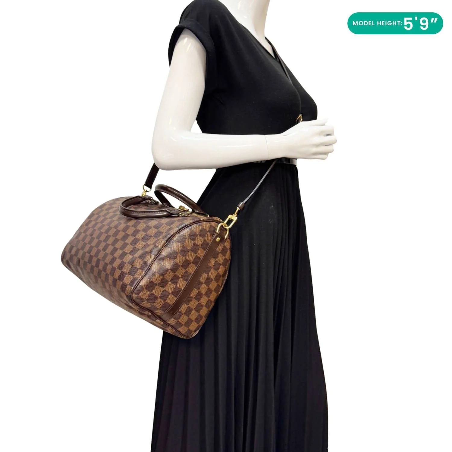 LOUIS VUITTON Speedy 30 Bandouliere Damier Ebene Shoulder Bag Brown - Image 2