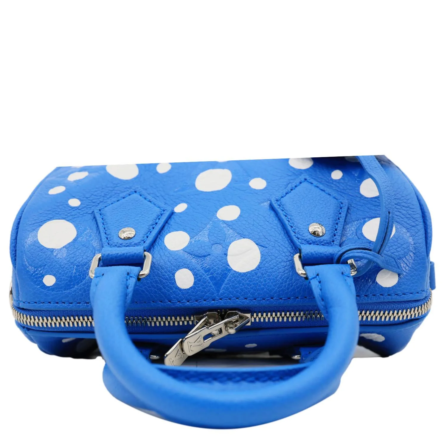 LOUIS VUITTON x Yayoi Kusama Speedy 20 Bandouliere Empreinte Infinity Dots Crossbody Bag Blue - Image 5