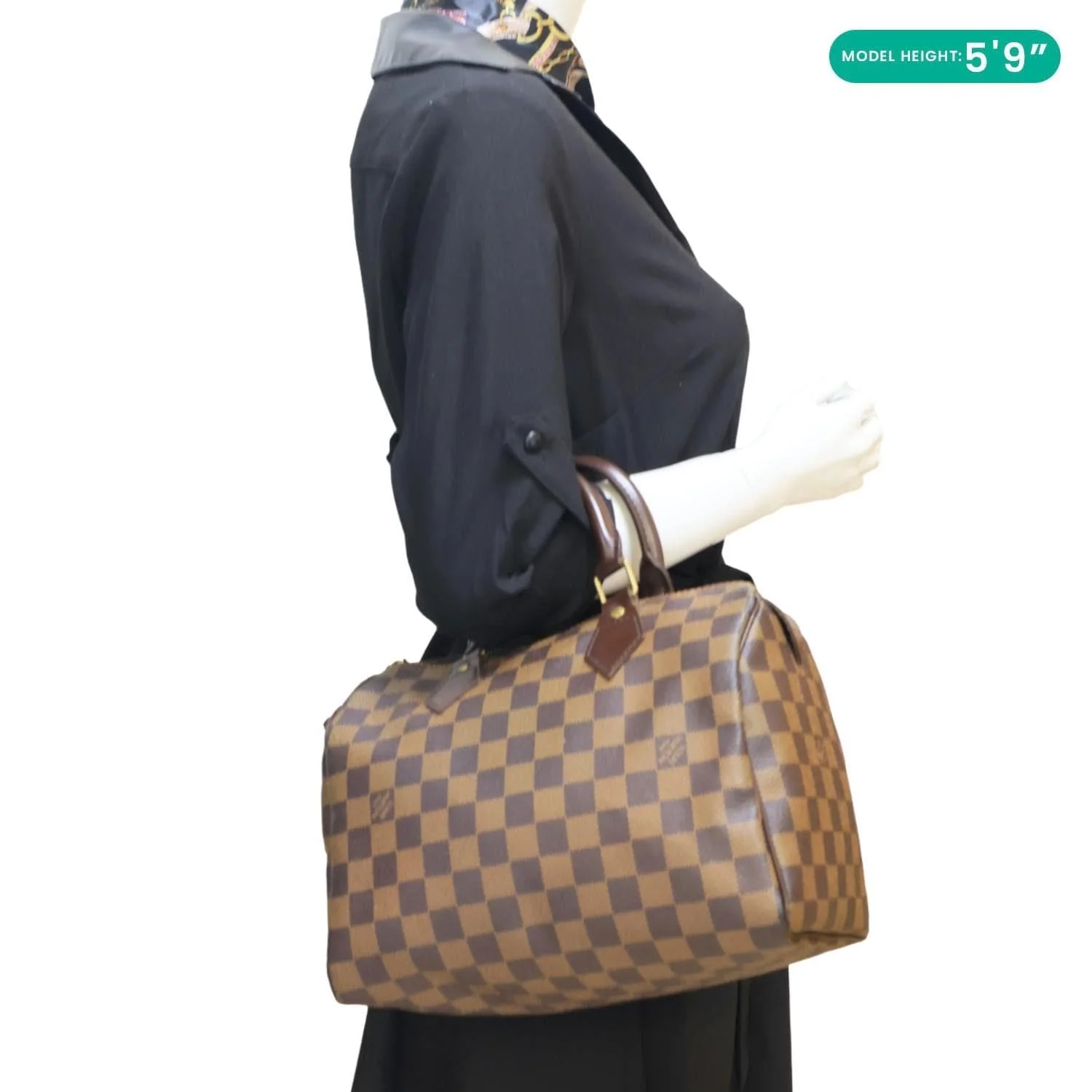 LOUIS VUITTON Speedy 25 Damier Ebene Satchel Bag Brown - Image 2