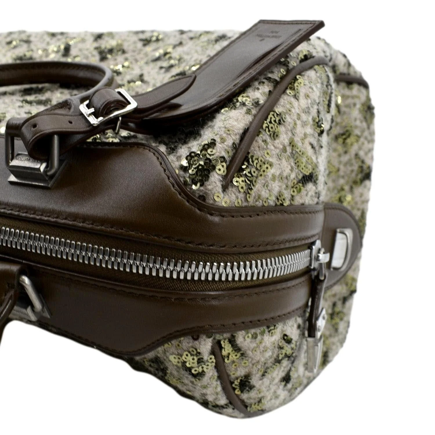 LOUIS VUITTON Speedy Sunshine Express 30 Monogram Sequin Satchel Bag Khaki - Image 5