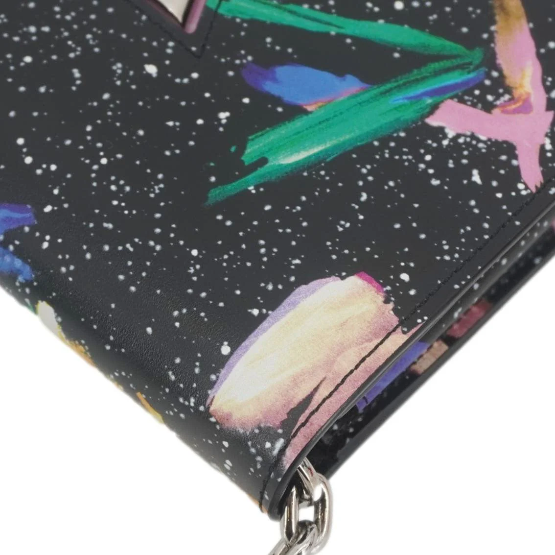 LOUIS VUITTON Twist Splash Print Leather Chain Wallet Shoulder Bag Black - Image 7