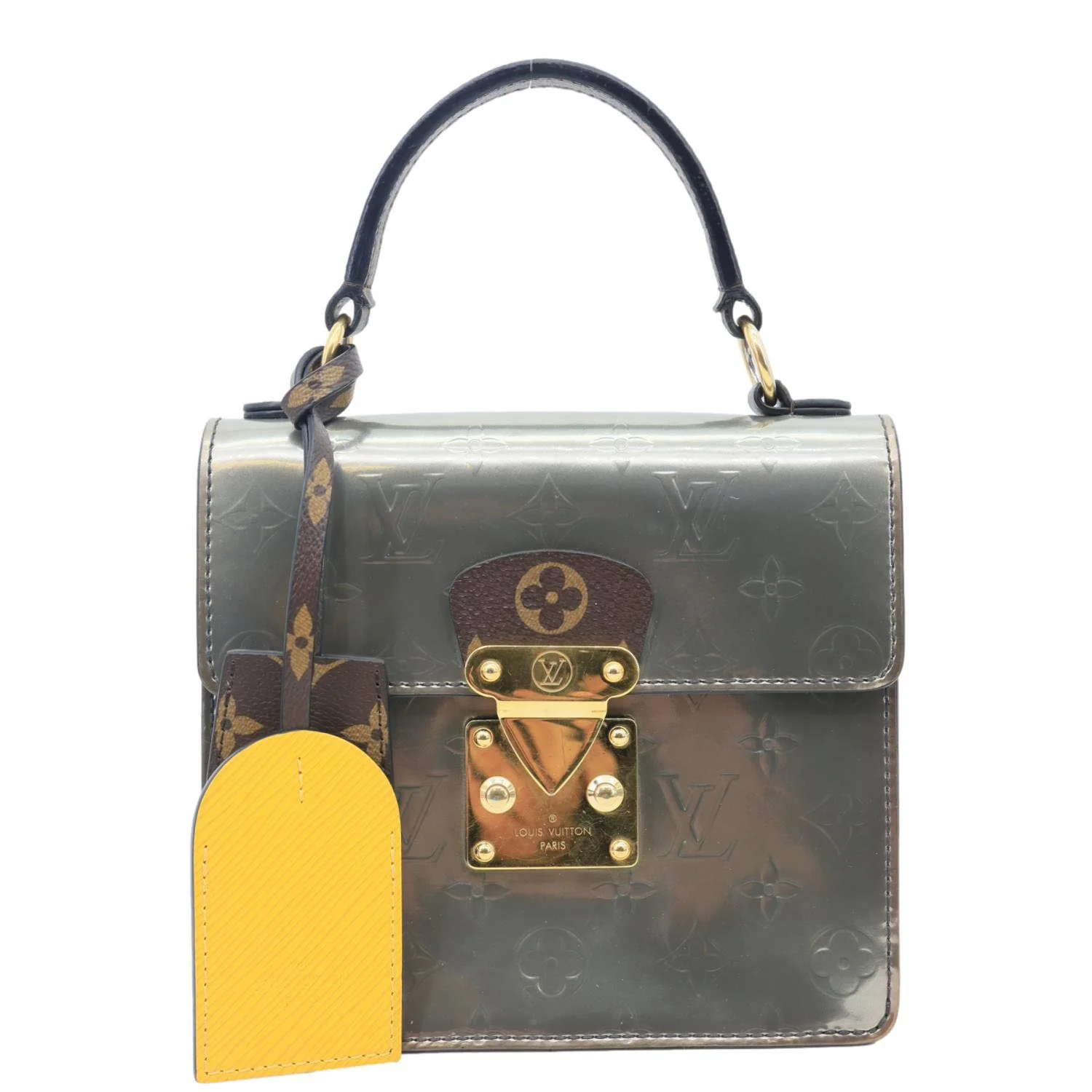 LOUIS VUITTON Spring Street NM Monogram Vernis Leather Shoulder Bag Silver - Image 2