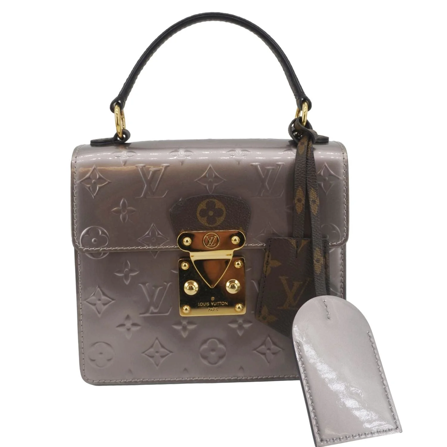 LOUIS VUITTON Spring Street NM Monogram Vernis Crossbody Bag Champagne Metallise - Image 4