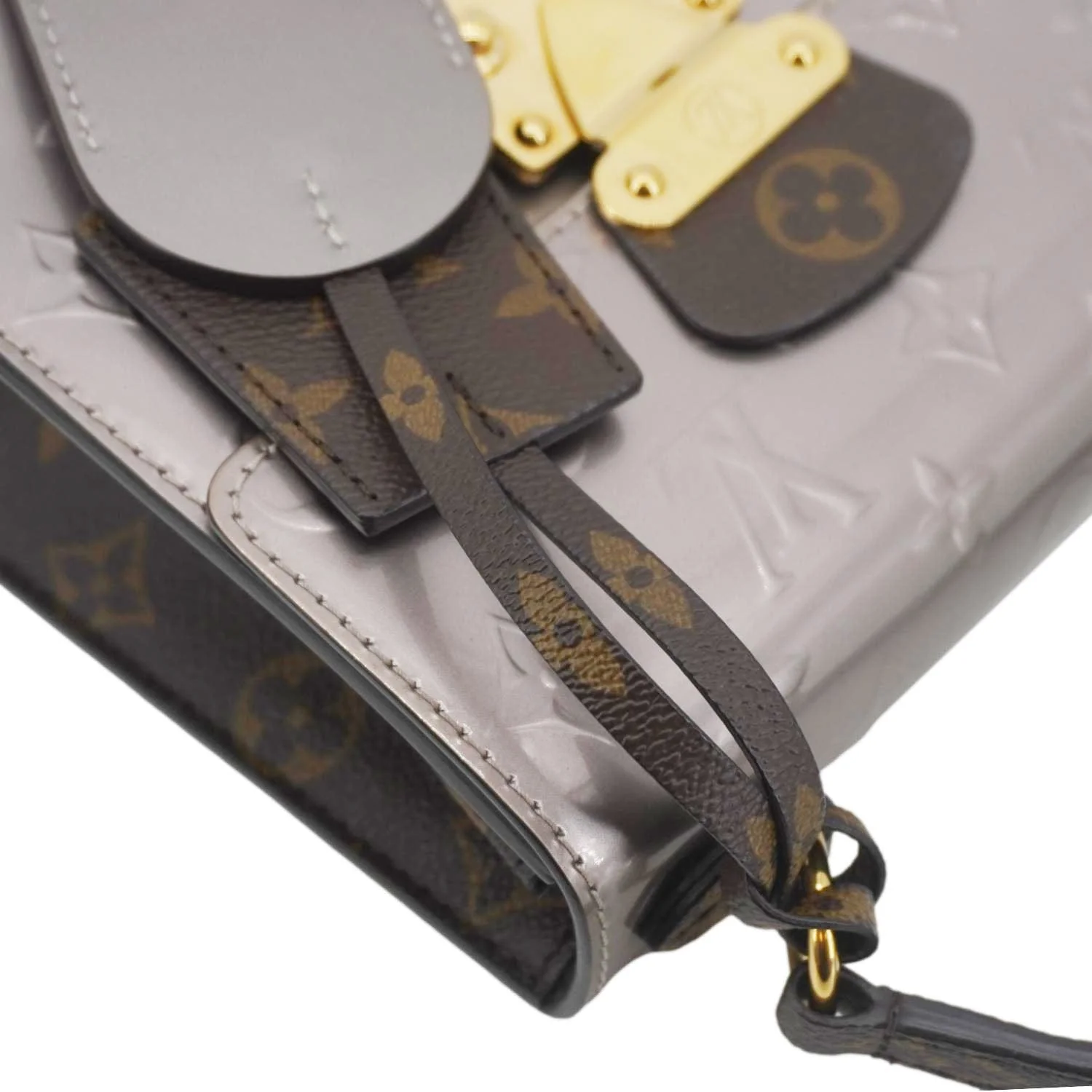 LOUIS VUITTON Spring Street NM Monogram Vernis Crossbody Bag Champagne Metallise - Image 8
