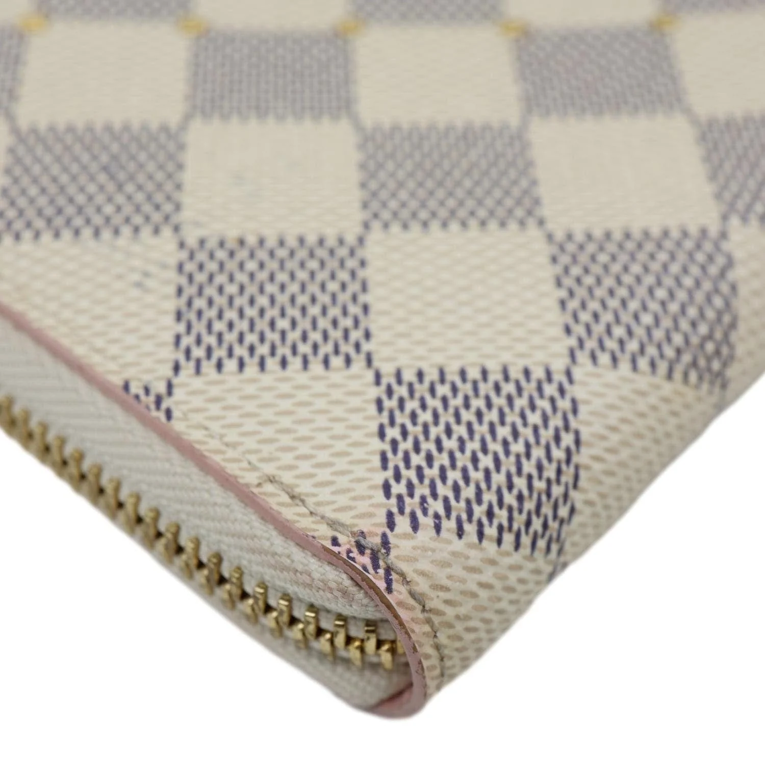 LOUIS VUITTON Studded Clemence Damier Azur Wallet Rose Ballerine - Image 6