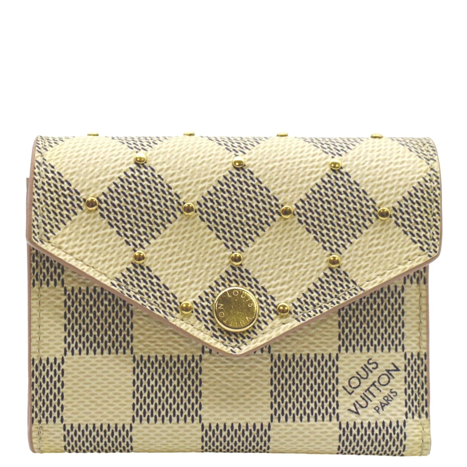 LOUIS VUITTON Studded Zoe Damier Azur Wallet White