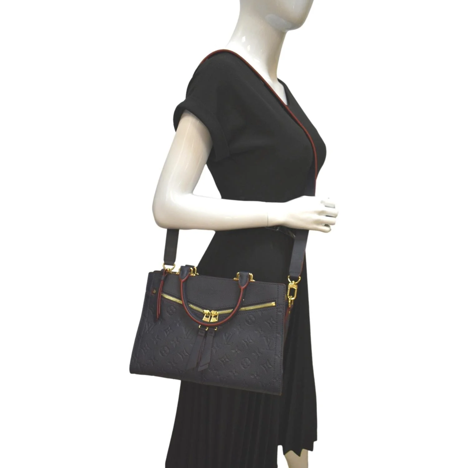 LOUIS VUITTON Sully PM Monogram Empreinte Leather Shoulder Bag Marine Rouge - Image 2