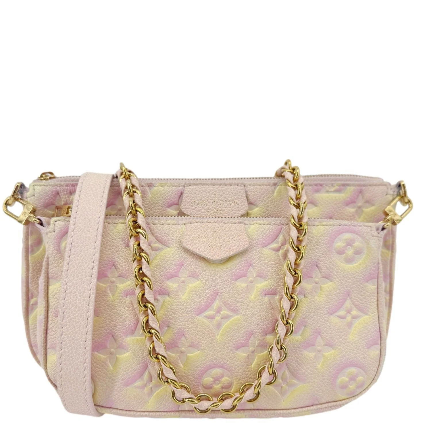 LOUIS VUITTON Pochette Summer Stardust Monogram Empreinte Leather Shoulder Bag Pink