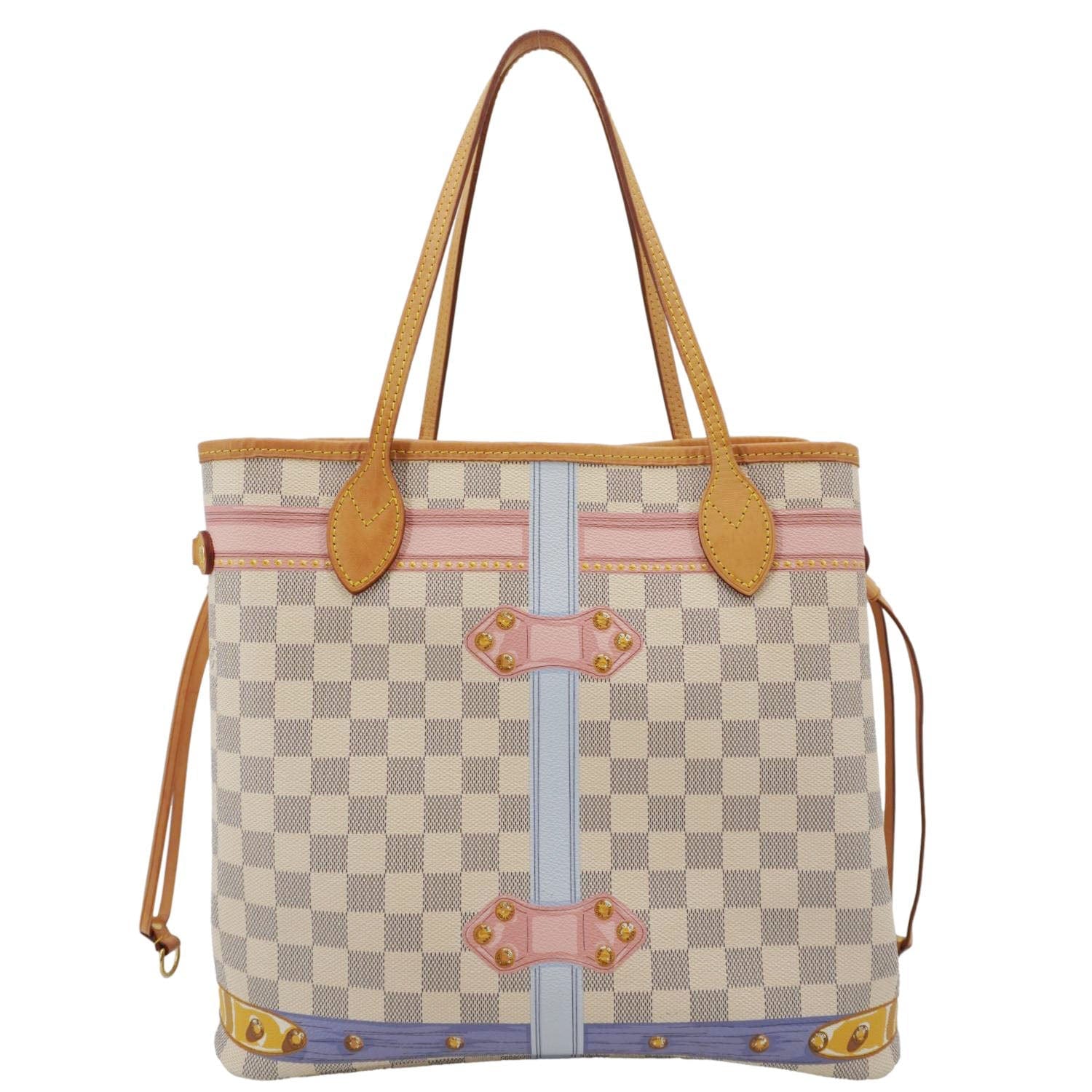 LOUIS VUITTON Neverfull Summer Trunk Damier Azur Shoulder Bag White - Image 4