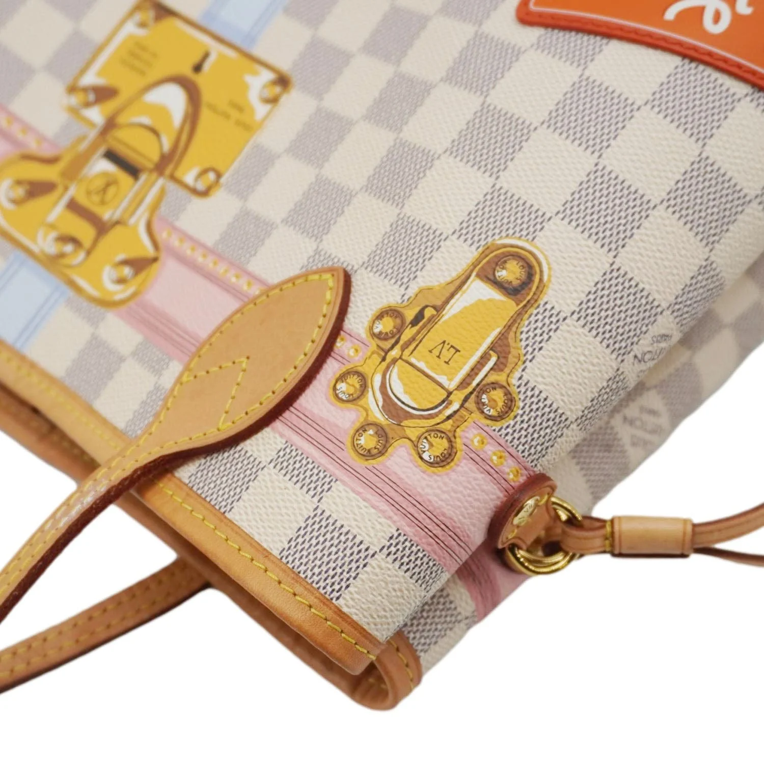 LOUIS VUITTON Neverfull Summer Trunk Damier Azur Shoulder Bag White - Image 7