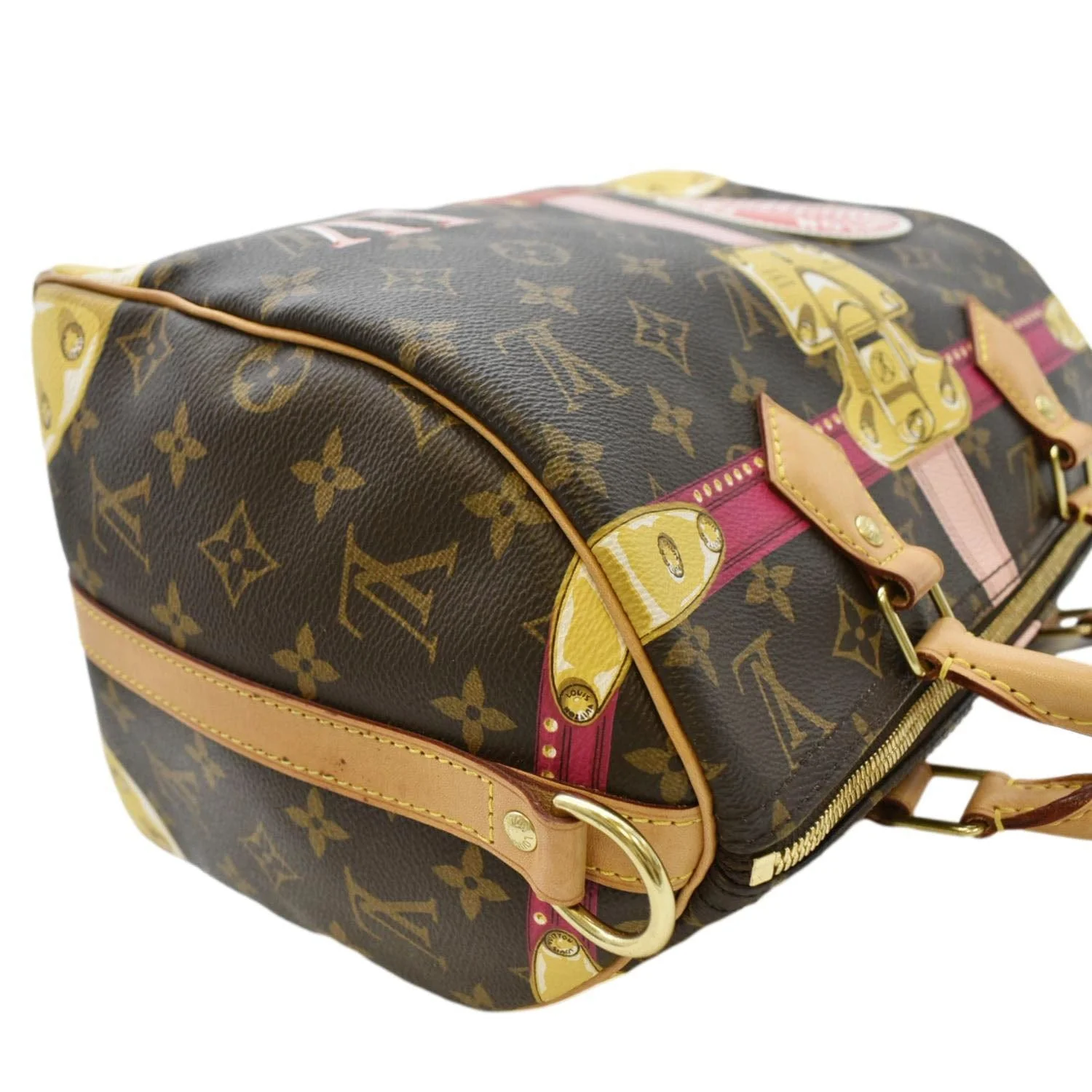 LOUIS VUITTON Summer Trunks Speedy 30 Monogram Canvas Satchel Bag Brown - Image 5