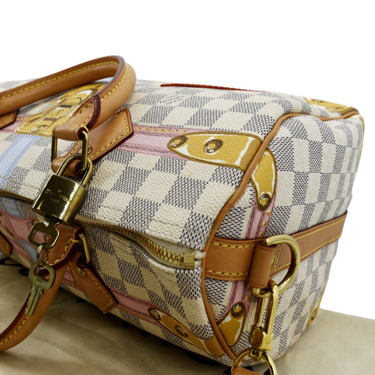 LOUIS VUITTON Summer Trunks Speedy Damier Azur Satchel Shoulder Bag White - Image 6
