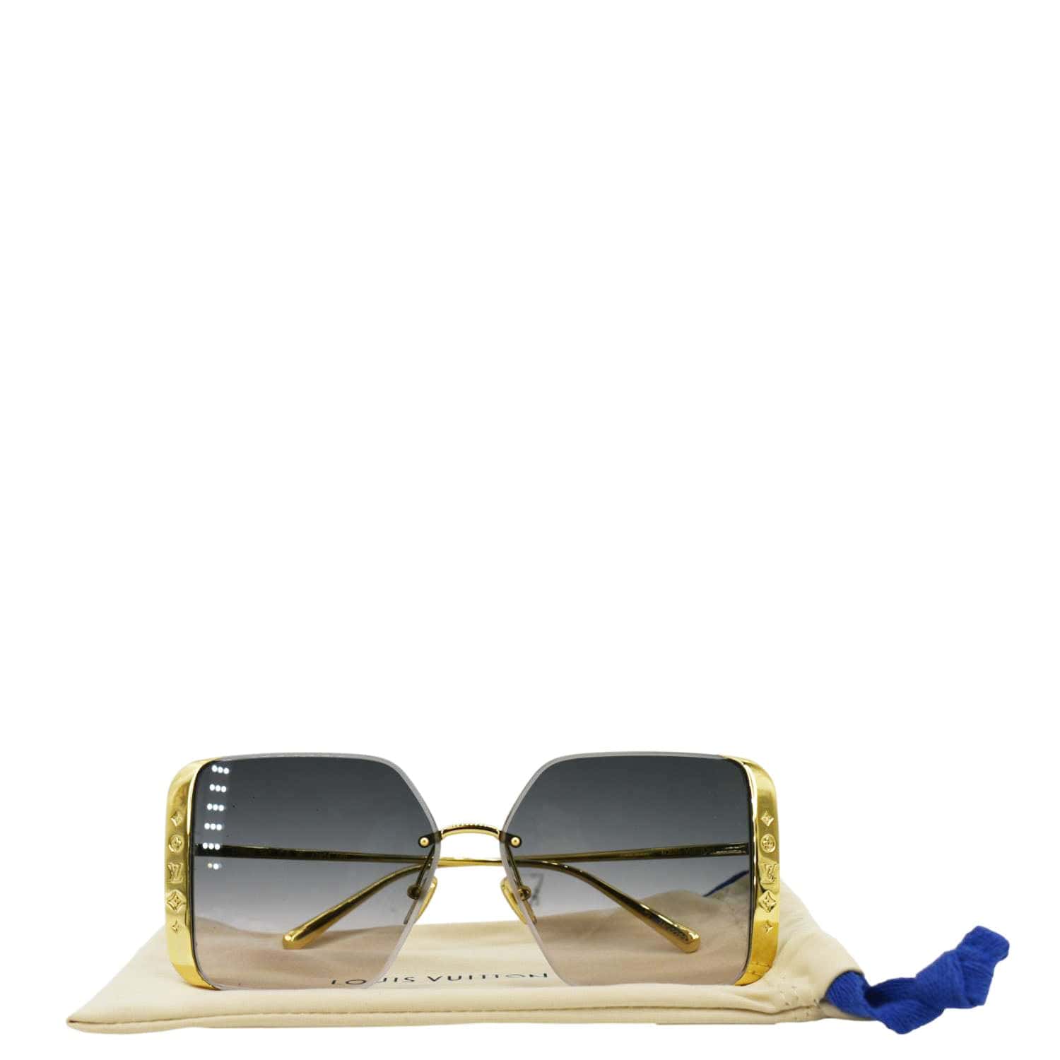LOUIS VUITTON LV Moon Z1994U Metal Frame Gradient Blue Square Sunglasses Gold - Image 2