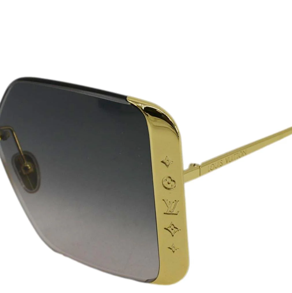 LOUIS VUITTON LV Moon Z1994U Metal Frame Gradient Blue Square Sunglasses Gold - Image 9