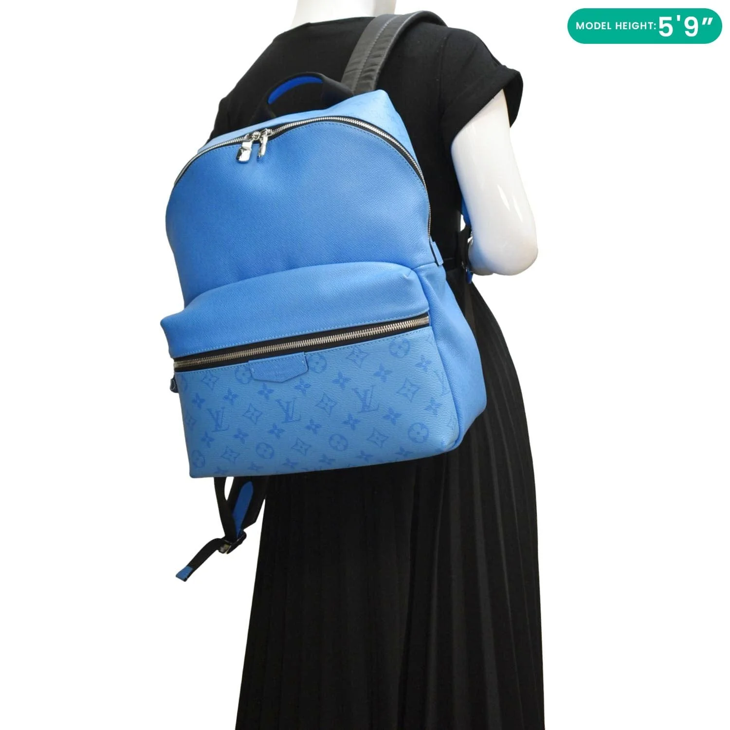 LOUIS VUITTON Discovery PM Monogram Taigarama Leather Backpack Blue - Image 2