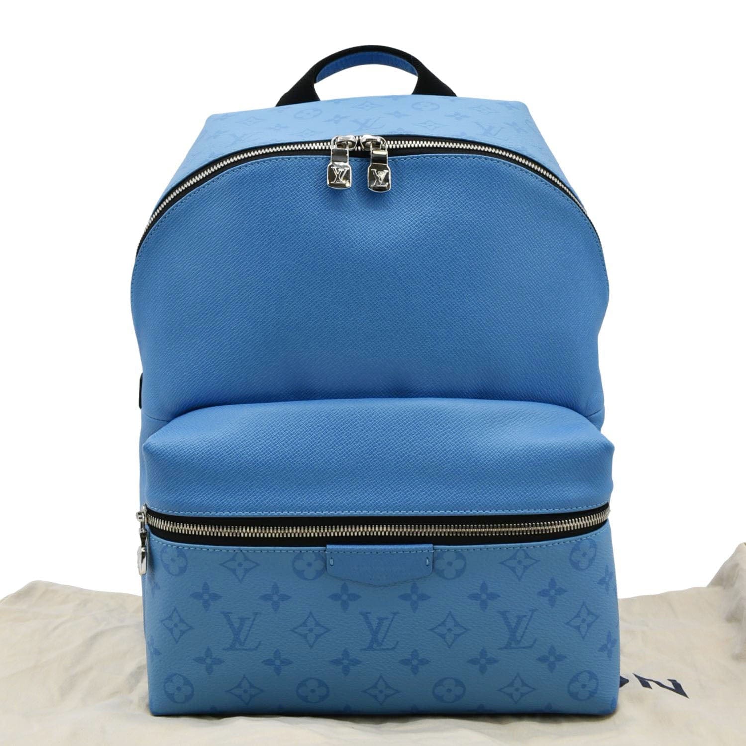 LOUIS VUITTON Discovery PM Monogram Taigarama Leather Backpack Blue - Image 3