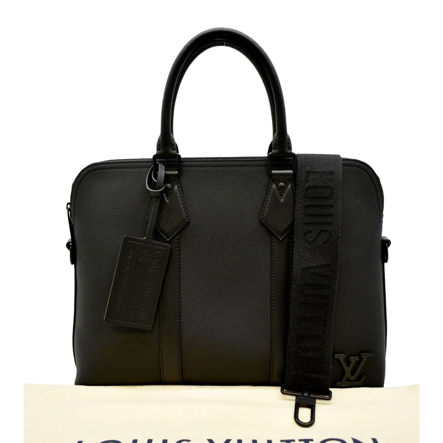 LOUIS VUITTON Takeoff Aerogram Grained Calf Leather Briefcase Black - Image 3
