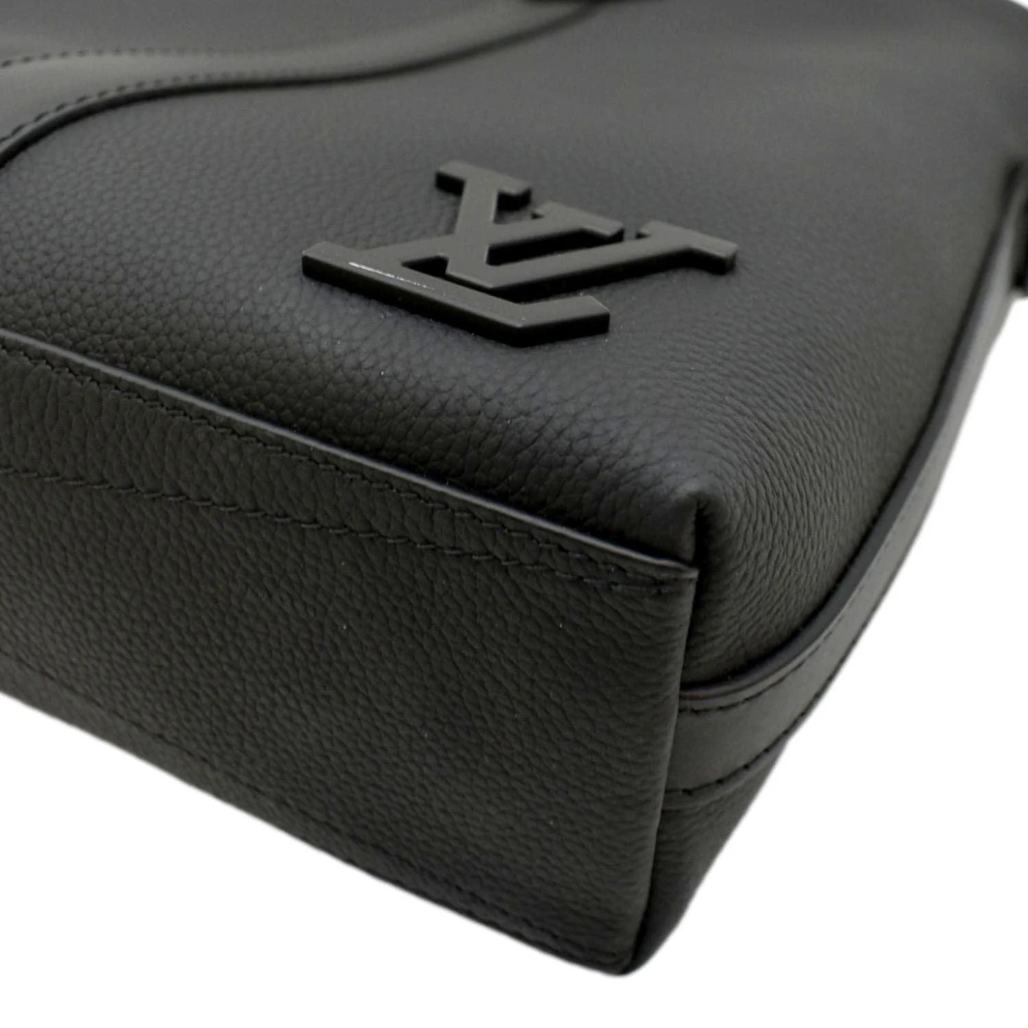 LOUIS VUITTON Takeoff Aerogram Grained Calf Leather Briefcase Black - Image 8