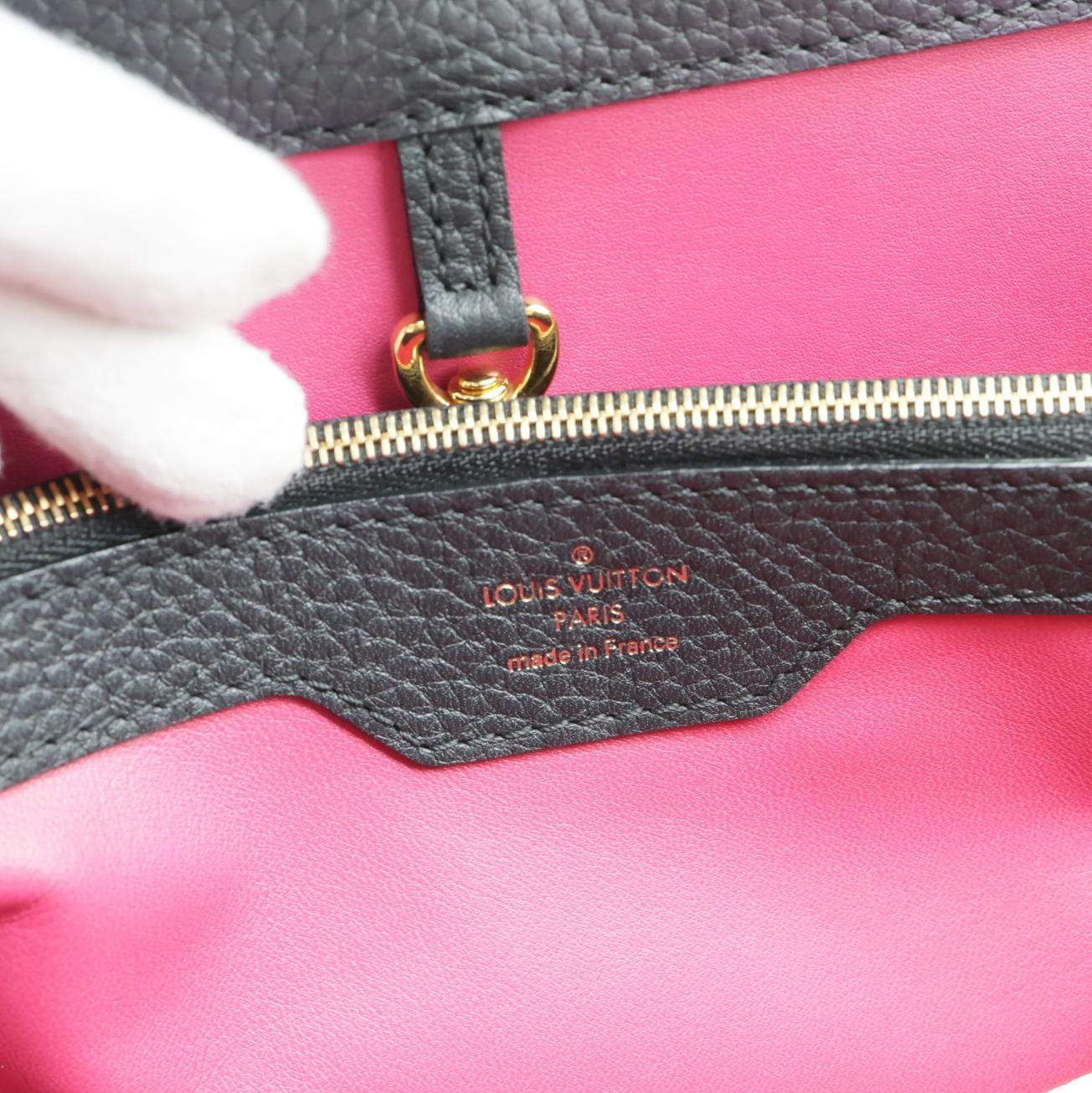 LOUIS VUITTON Capucines Taurillon Leather Satchel Bag Black - Image 12