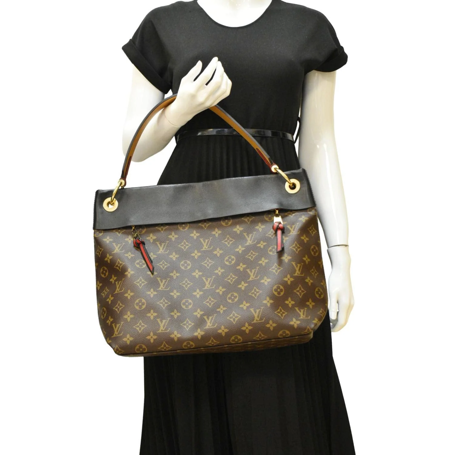 LOUIS VUITTON Tuileries Monogram Canvas Hobo Bag Brown - Image 2